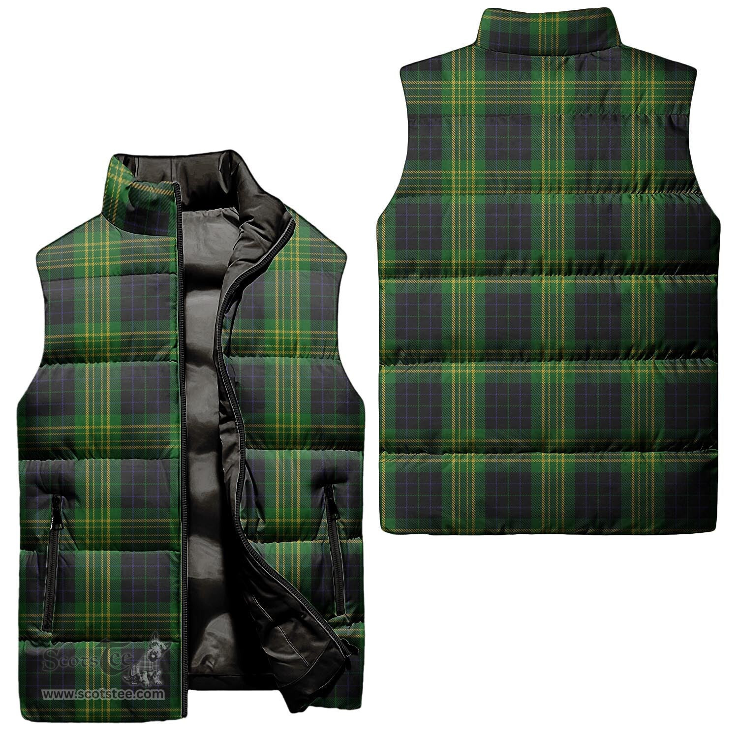 Scottish Fitzpatrick Hunting Tartan Tartan Puffer Vest, Tartan Plaid Sleeveless Down Jacket Scottish Plaid Tartan Plaid - ScotsTee - scotstee.com