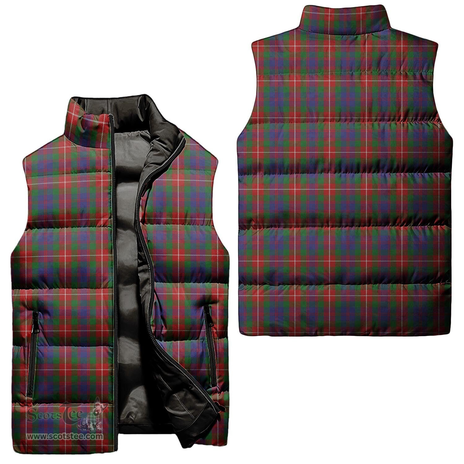 Scottish Fraser of Lovat Tartan Tartan Puffer Vest, Tartan Plaid Sleeveless Down Jacket Scottish Plaid Tartan Plaid - ScotsTee - scotstee.com