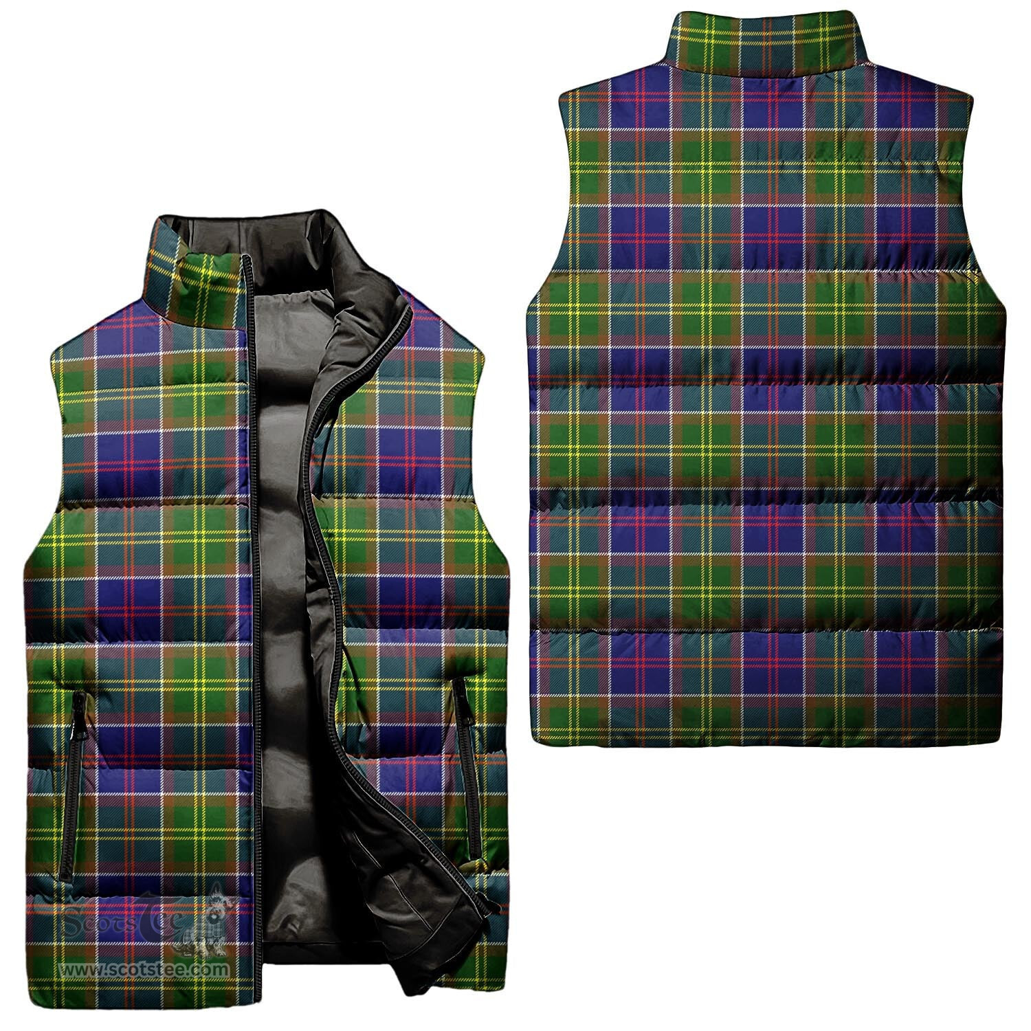 Scottish Dalrymple Tartan Tartan Puffer Vest, Tartan Plaid Sleeveless Down Jacket Scottish Plaid Tartan Plaid - ScotsTee - scotstee.com