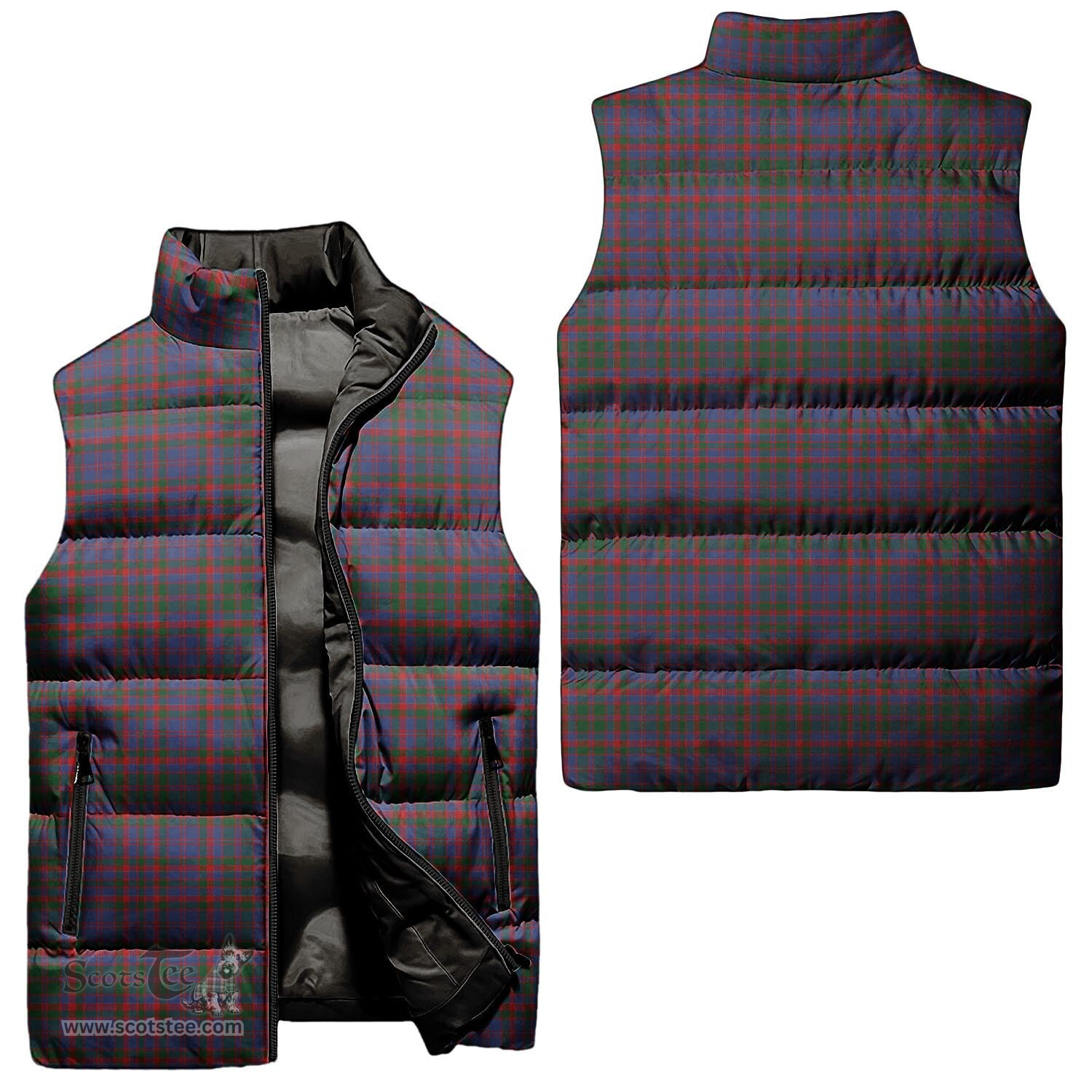 Scottish Cumming Tartan Tartan Puffer Vest, Tartan Plaid Sleeveless Down Jacket Scottish Plaid Tartan Plaid - ScotsTee - scotstee.com
