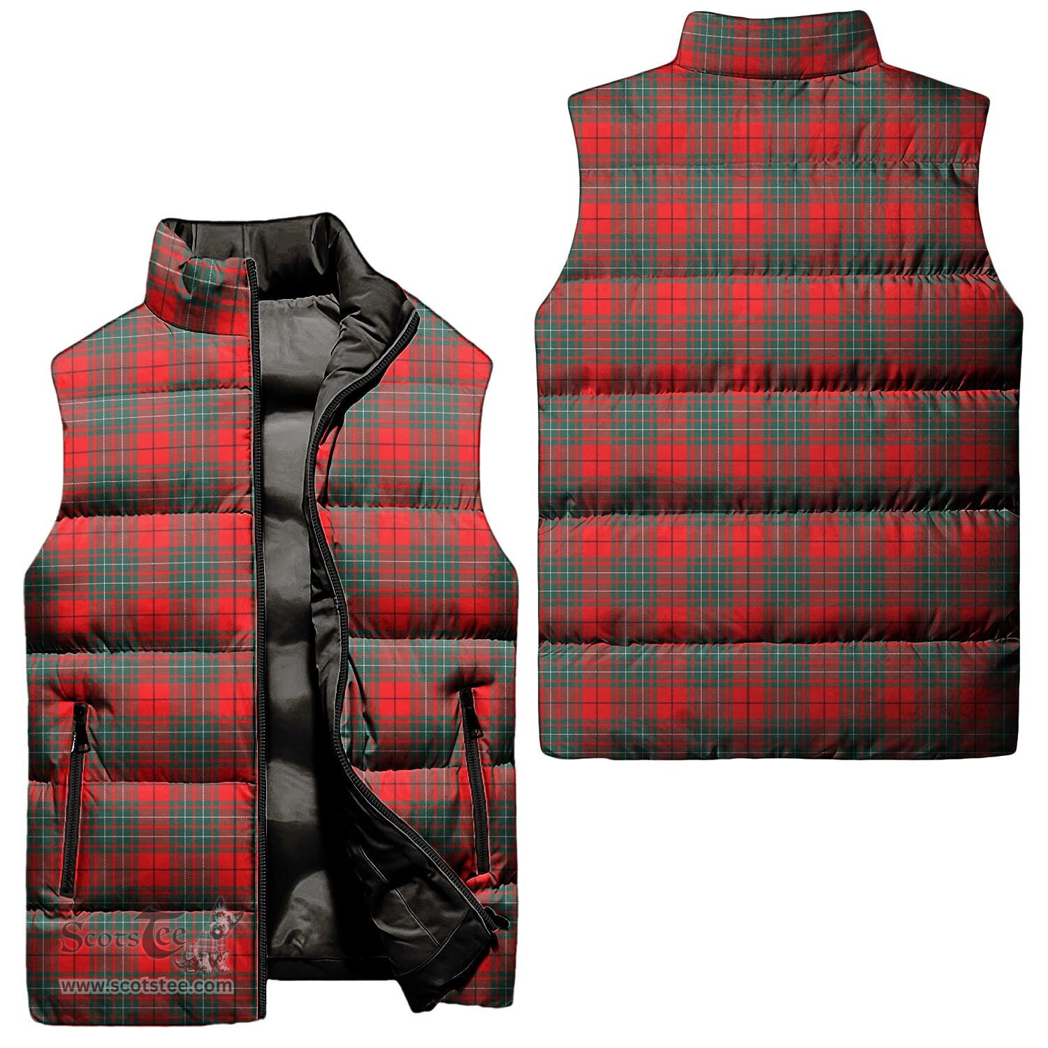 Scottish Cumming Modern Tartan Tartan Puffer Vest, Tartan Plaid Sleeveless Down Jacket Scottish Plaid Tartan Plaid - ScotsTee - scotstee.com