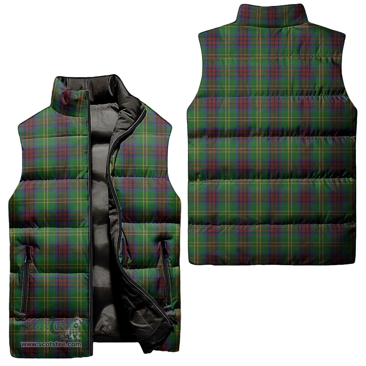 Scottish Connolly Hunting Tartan Tartan Puffer Vest, Tartan Plaid Sleeveless Down Jacket Scottish Plaid Tartan Plaid - ScotsTee - scotstee.com