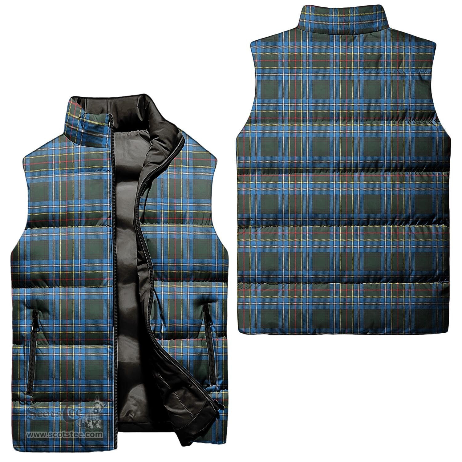 Scottish Cockburn Modern Tartan Tartan Puffer Vest, Tartan Plaid Sleeveless Down Jacket Scottish Plaid Tartan Plaid - ScotsTee - scotstee.com