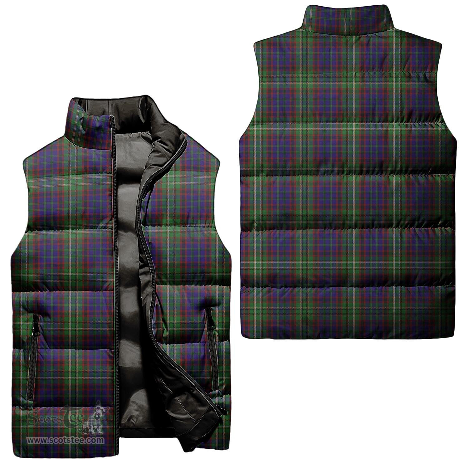 Scottish Cunningham Hunting Tartan Tartan Puffer Vest, Tartan Plaid Sleeveless Down Jacket Scottish Plaid Tartan Plaid - ScotsTee - scotstee.com