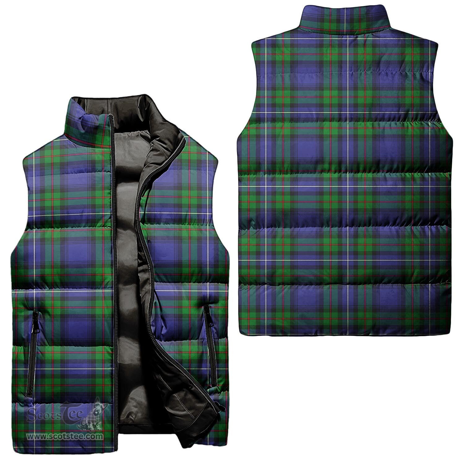 Scottish Donnachaidh Tartan Tartan Puffer Vest, Tartan Plaid Sleeveless Down Jacket Scottish Plaid Tartan Plaid - ScotsTee - scotstee.com