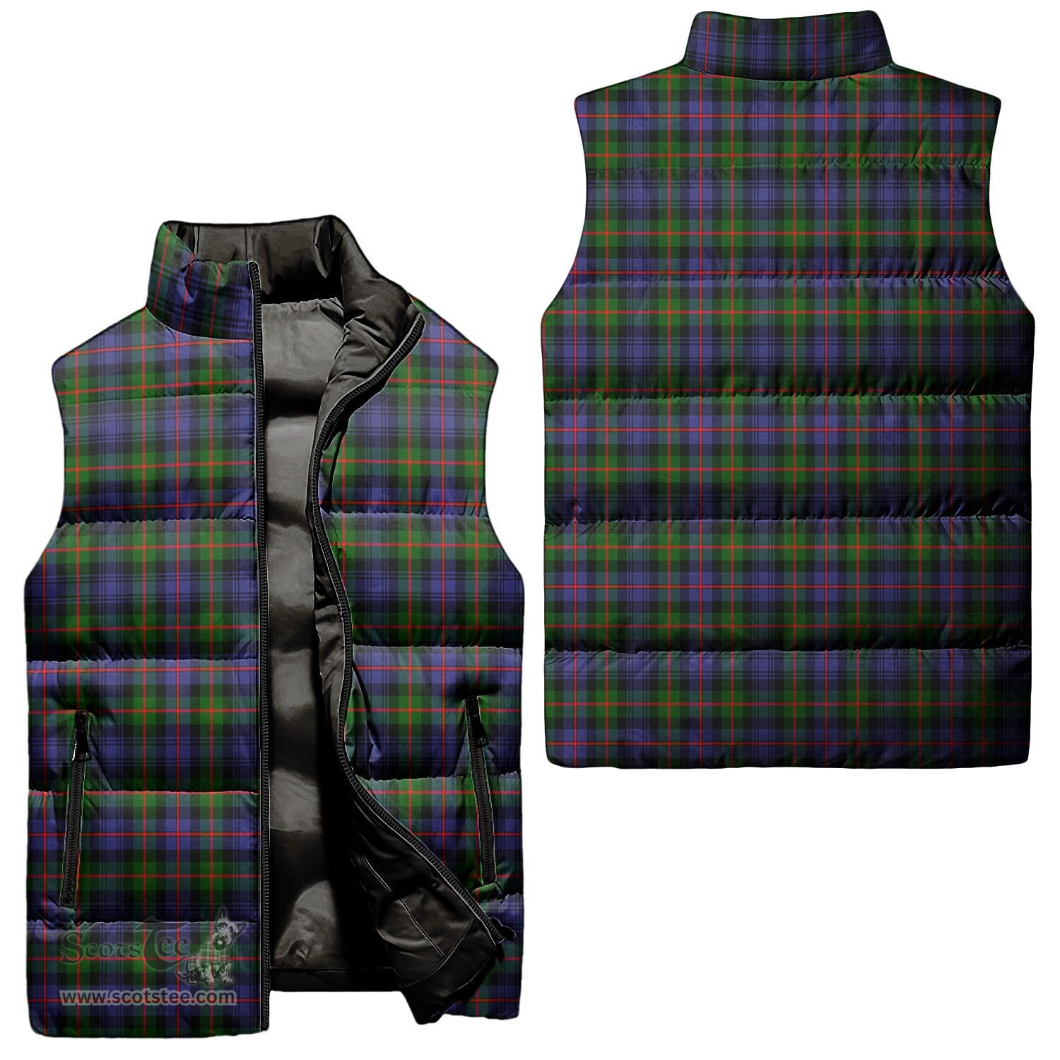 Scottish Fleming Tartan Tartan Puffer Vest, Tartan Plaid Sleeveless Down Jacket Scottish Plaid Tartan Plaid - ScotsTee - scotstee.com