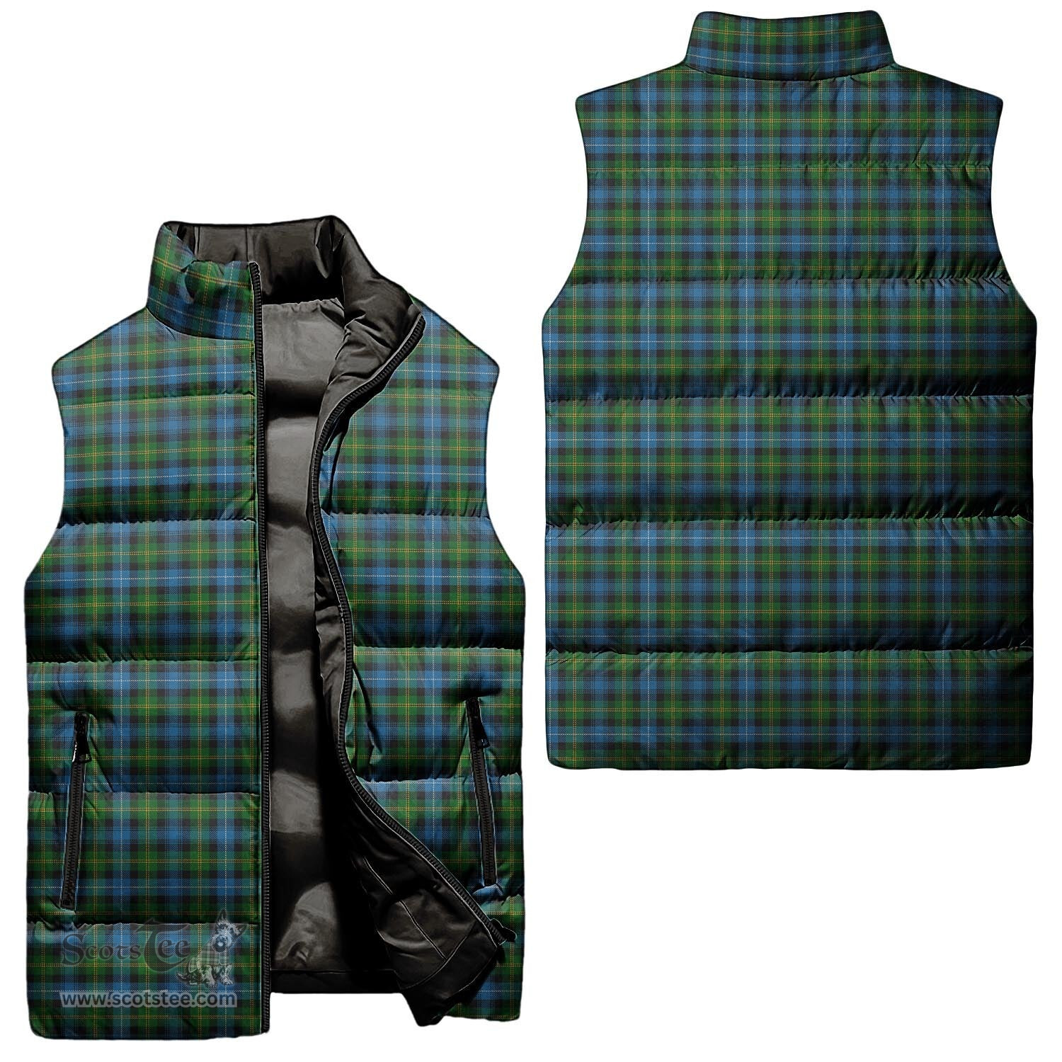 Scottish Dyce Tartan Tartan Puffer Vest, Tartan Plaid Sleeveless Down Jacket Scottish Plaid Tartan Plaid - ScotsTee - scotstee.com