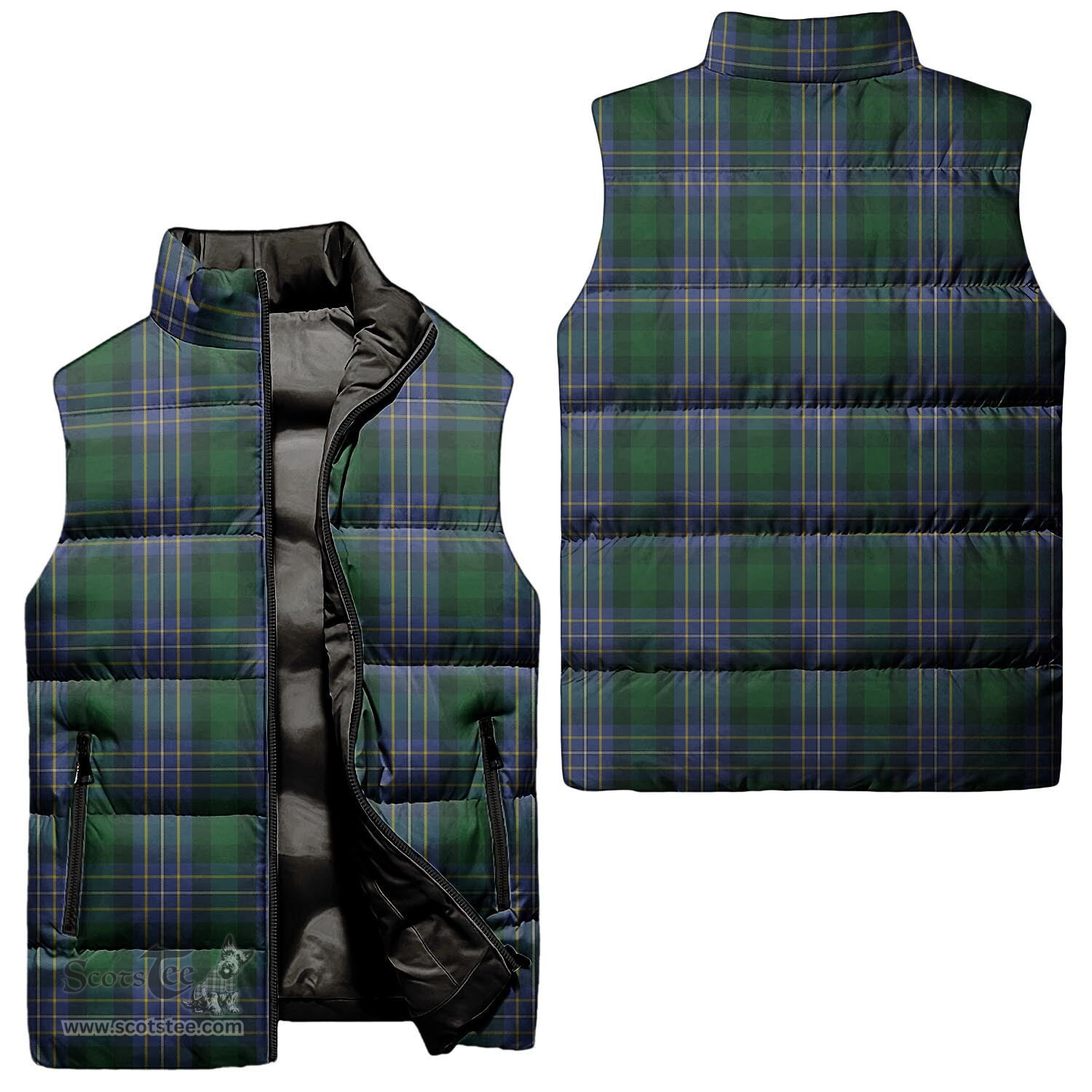 Scottish Hughes Tartan Tartan Puffer Vest, Tartan Plaid Sleeveless Down Jacket Scottish Plaid Tartan Plaid - ScotsTee - scotstee.com