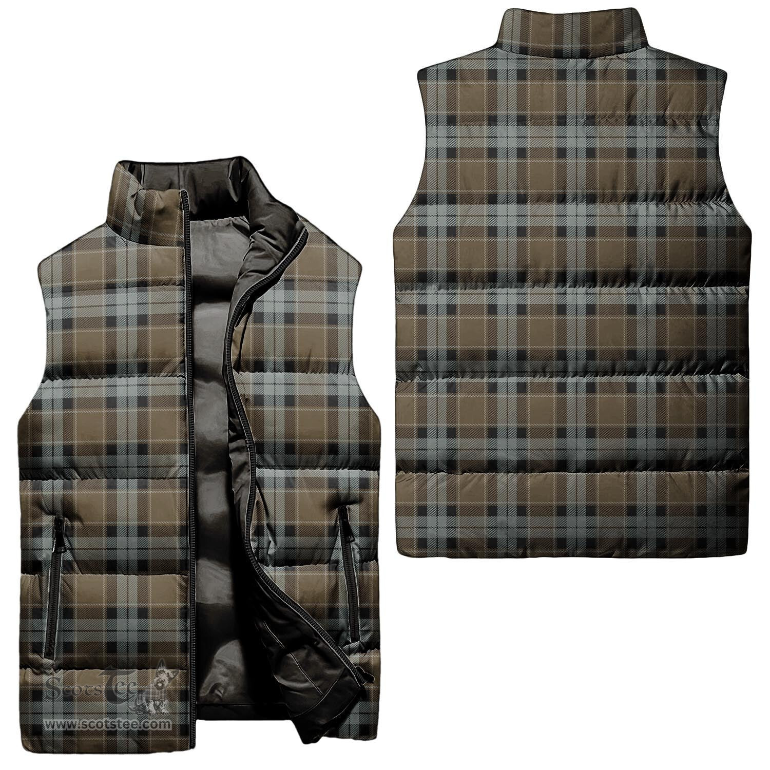 Scottish Graham of Menteith Weathered Tartan Tartan Puffer Vest, Tartan Plaid Sleeveless Down Jacket Scottish Plaid Tartan Plaid - ScotsTee - scotstee.com
