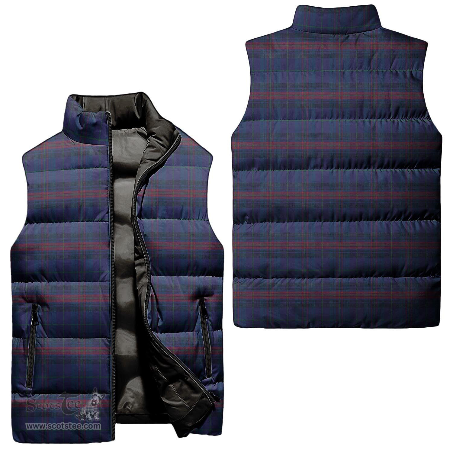 Scottish Hughes of Wales Tartan Tartan Puffer Vest, Tartan Plaid Sleeveless Down Jacket Scottish Plaid Tartan Plaid - ScotsTee - scotstee.com