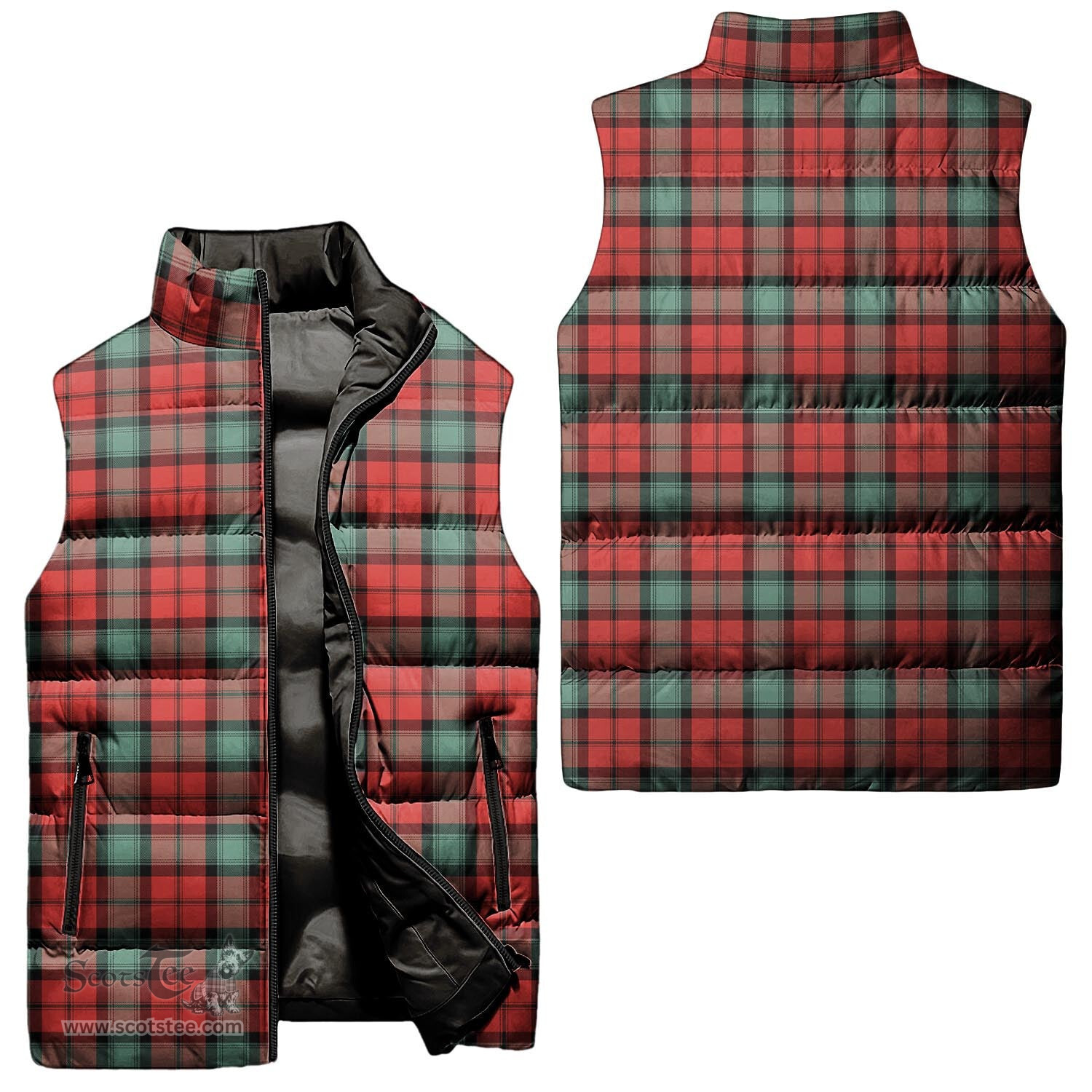 Scottish Kerr Ancient Tartan Tartan Puffer Vest, Tartan Plaid Sleeveless Down Jacket Scottish Plaid Tartan Plaid - ScotsTee - scotstee.com