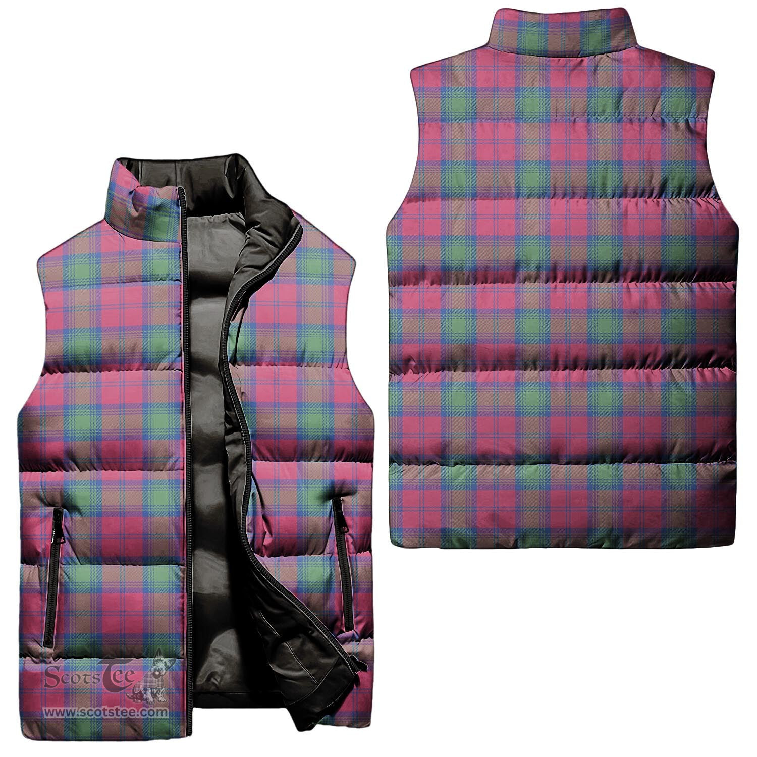 Scottish Lindsay Ancient Tartan Tartan Puffer Vest, Tartan Plaid Sleeveless Down Jacket Scottish Plaid Tartan Plaid - ScotsTee - scotstee.com