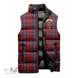 Scottish Kelly of Sleat Red Clan Tartan Puffer Vest, Family Crest Plaid Sleeveless Down Jacket Scottish Plaid Tartan Plaid - ScotsTee - scotstee.com
