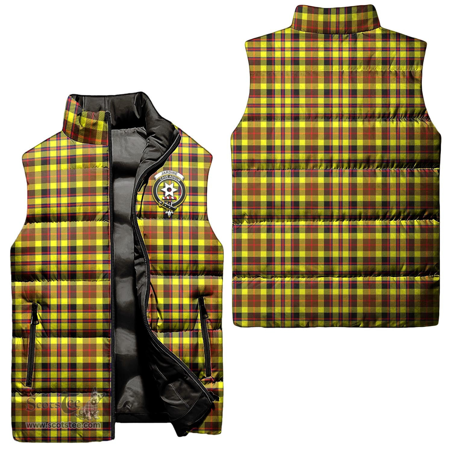 Scottish Jardine Modern Clan Tartan Puffer Vest, Family Crest Plaid Sleeveless Down Jacket Scottish Plaid Tartan Plaid - ScotsTee - scotstee.com