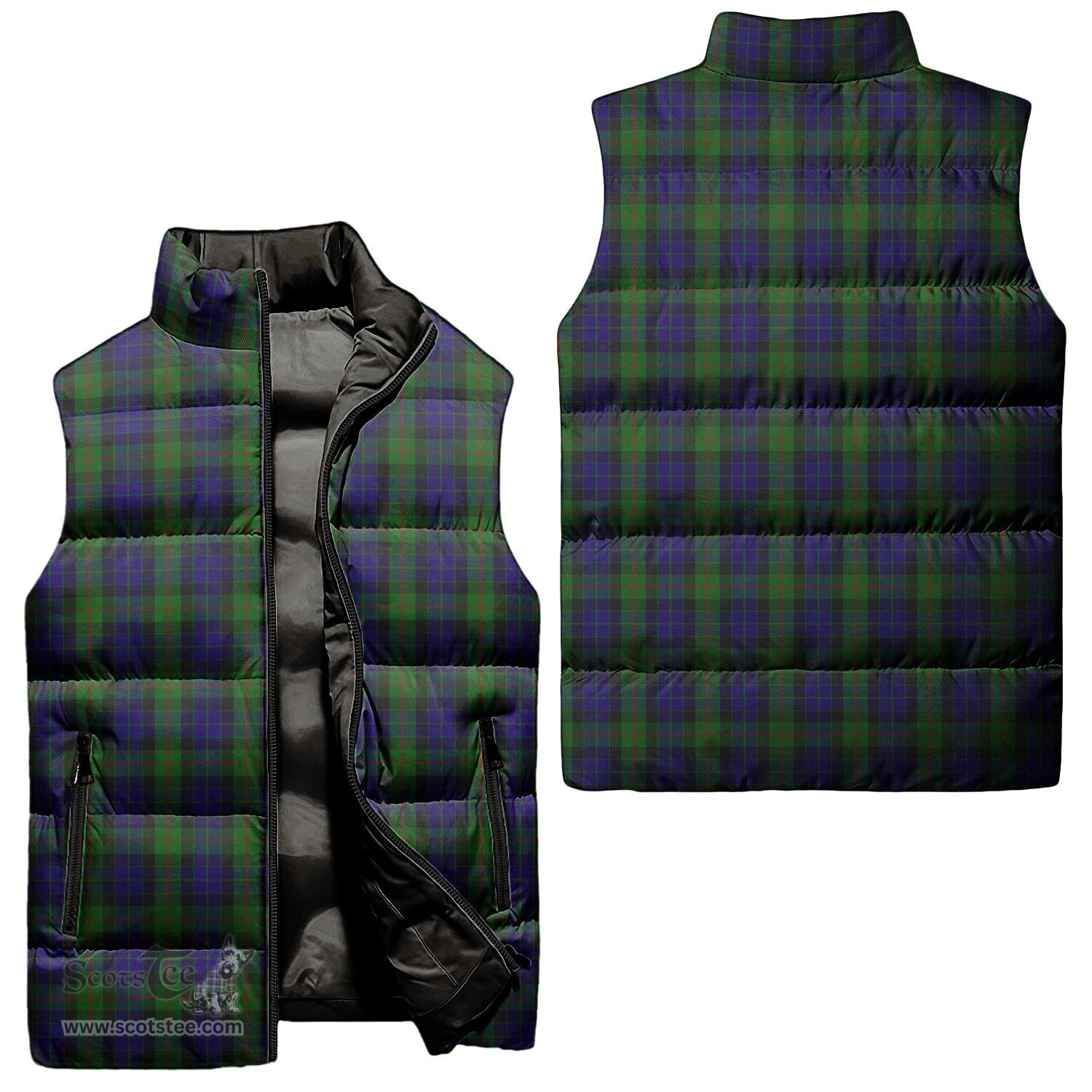 Scottish Gunn Tartan Tartan Puffer Vest, Tartan Plaid Sleeveless Down Jacket Scottish Plaid Tartan Plaid - ScotsTee - scotstee.com