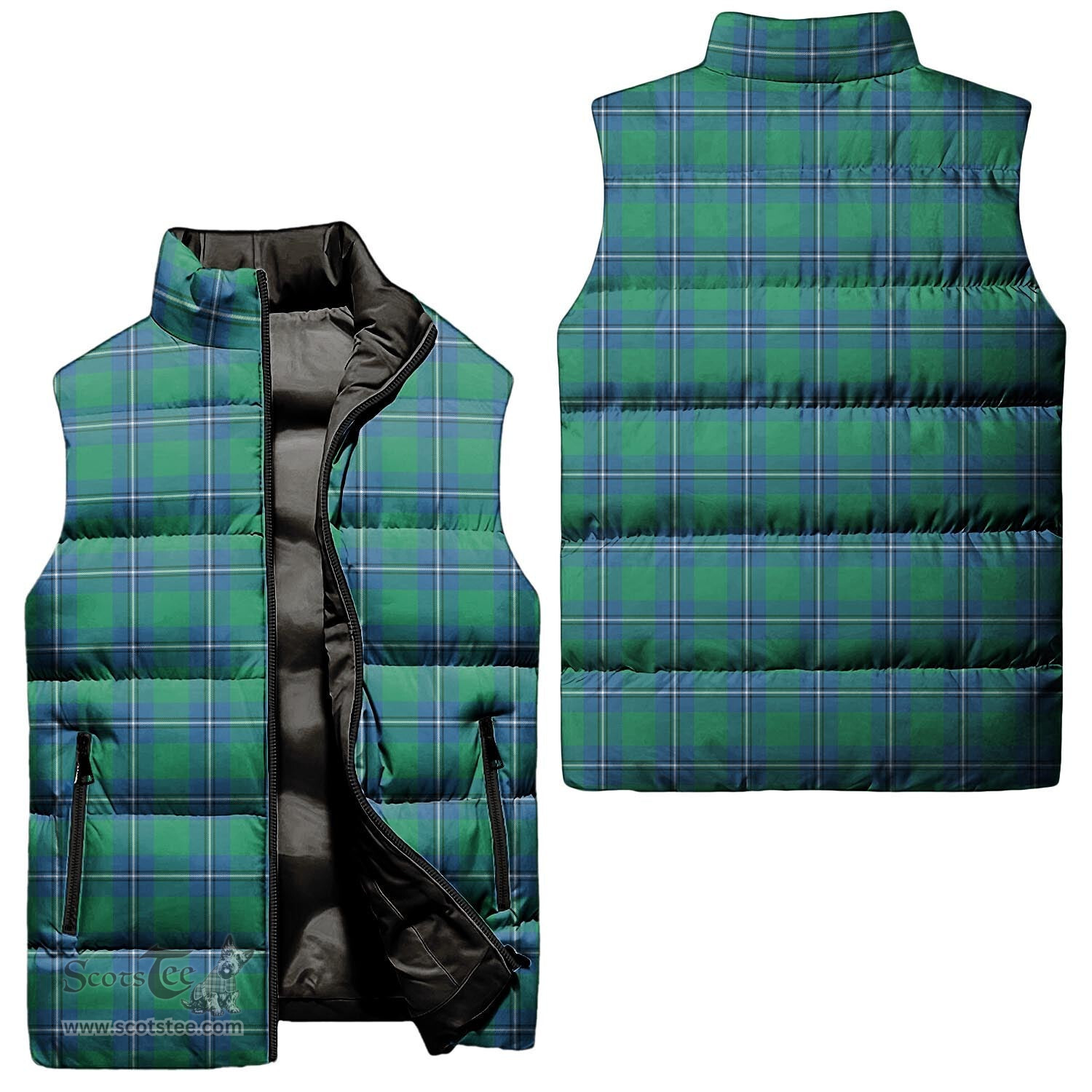 Scottish Irvine Ancient Tartan Tartan Puffer Vest, Tartan Plaid Sleeveless Down Jacket Scottish Plaid Tartan Plaid - ScotsTee - scotstee.com