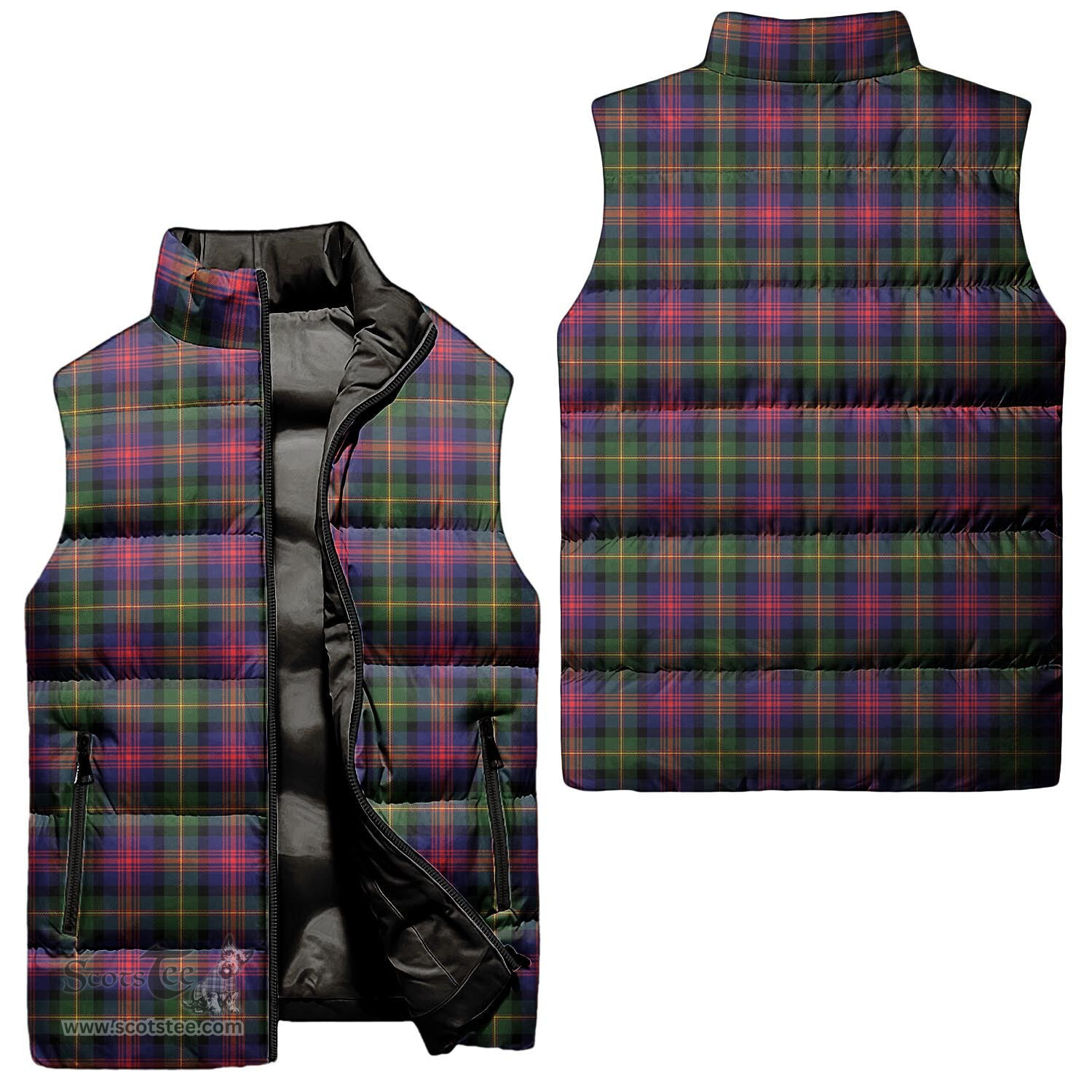 Scottish Logan Modern Tartan Tartan Puffer Vest, Tartan Plaid Sleeveless Down Jacket Scottish Plaid Tartan Plaid - ScotsTee - scotstee.com