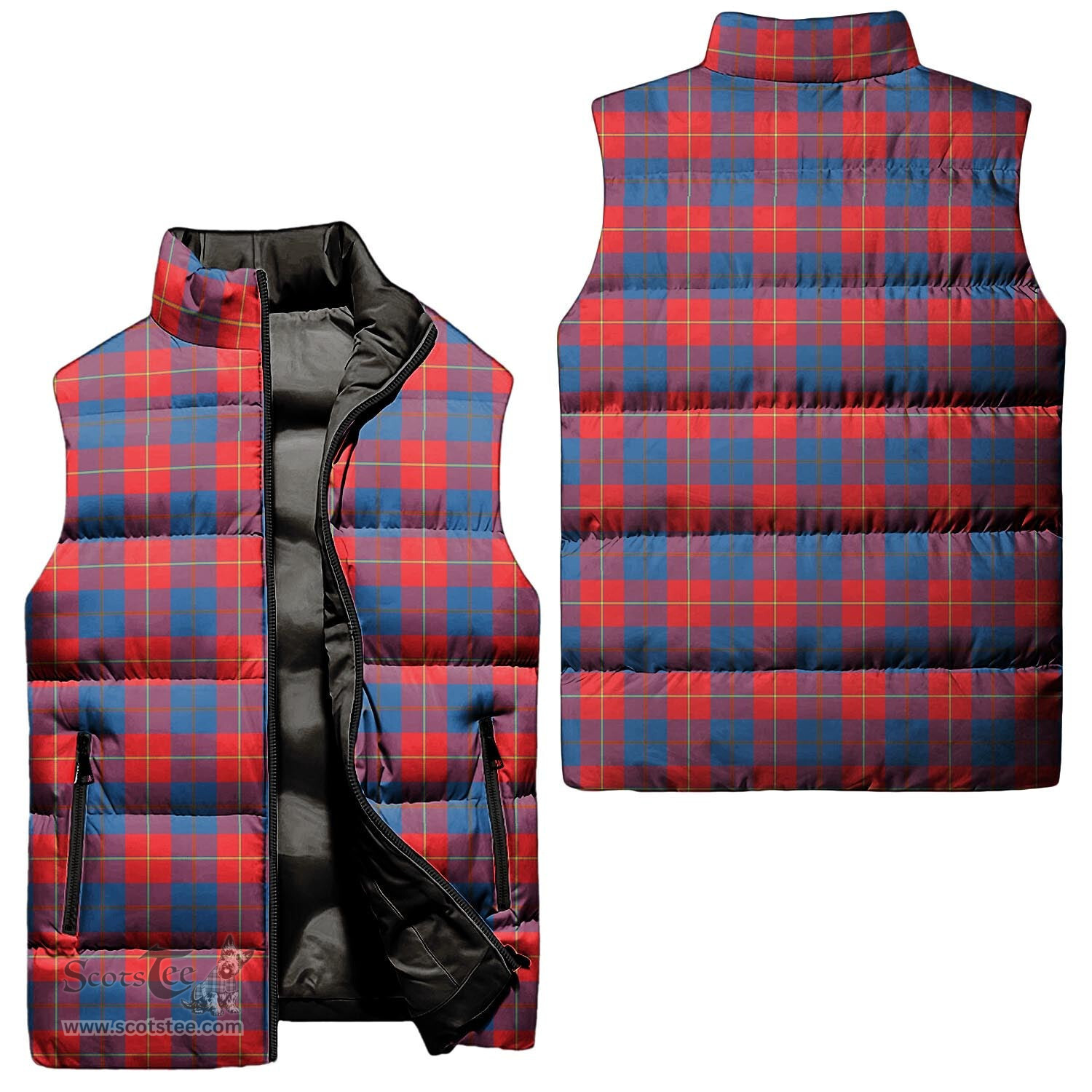 Scottish Galloway Red Tartan Tartan Puffer Vest, Tartan Plaid Sleeveless Down Jacket Scottish Plaid Tartan Plaid - ScotsTee - scotstee.com