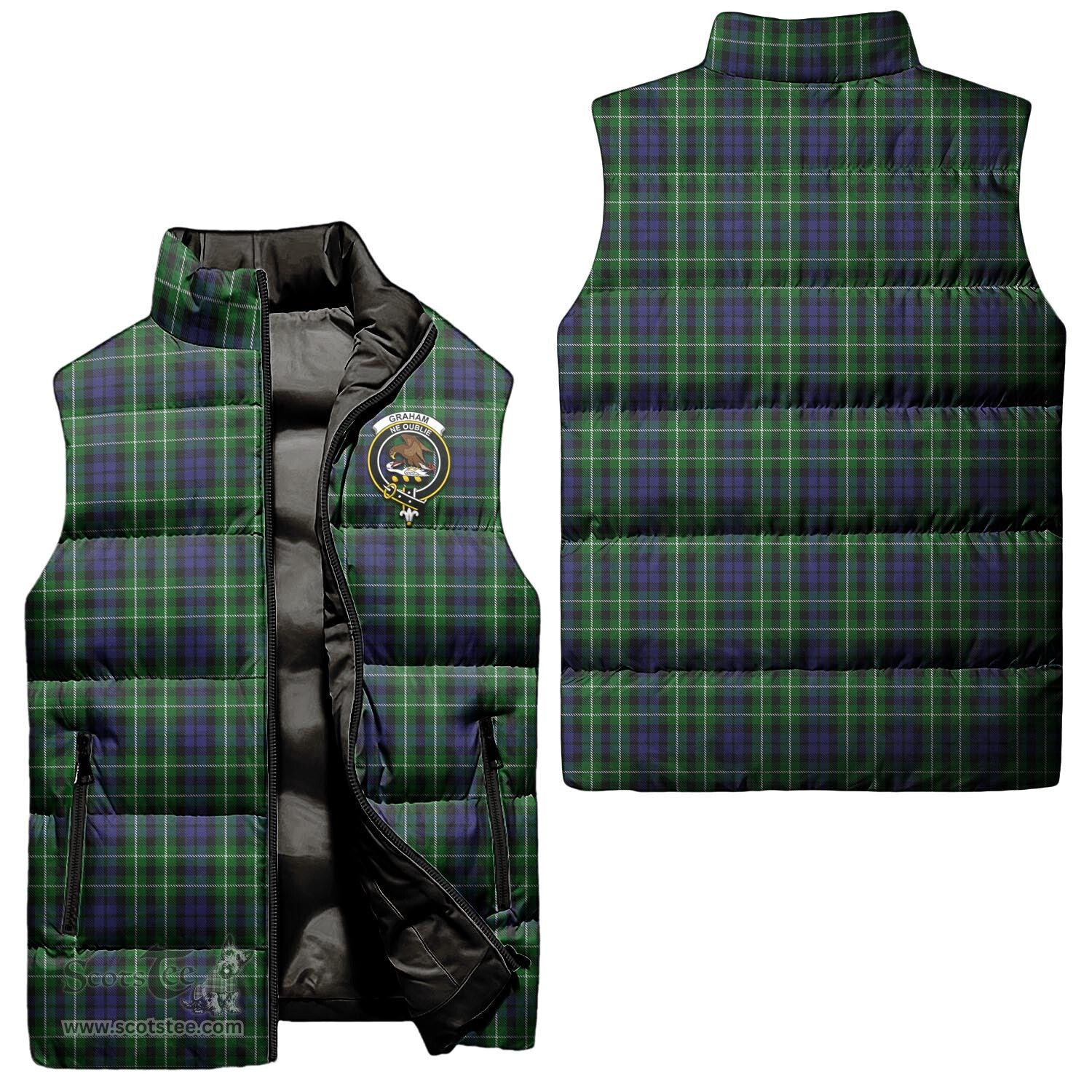 Scottish Graham of Montrose Clan Tartan Puffer Vest, Family Crest Plaid Sleeveless Down Jacket Scottish Plaid Tartan Plaid - ScotsTee - scotstee.com