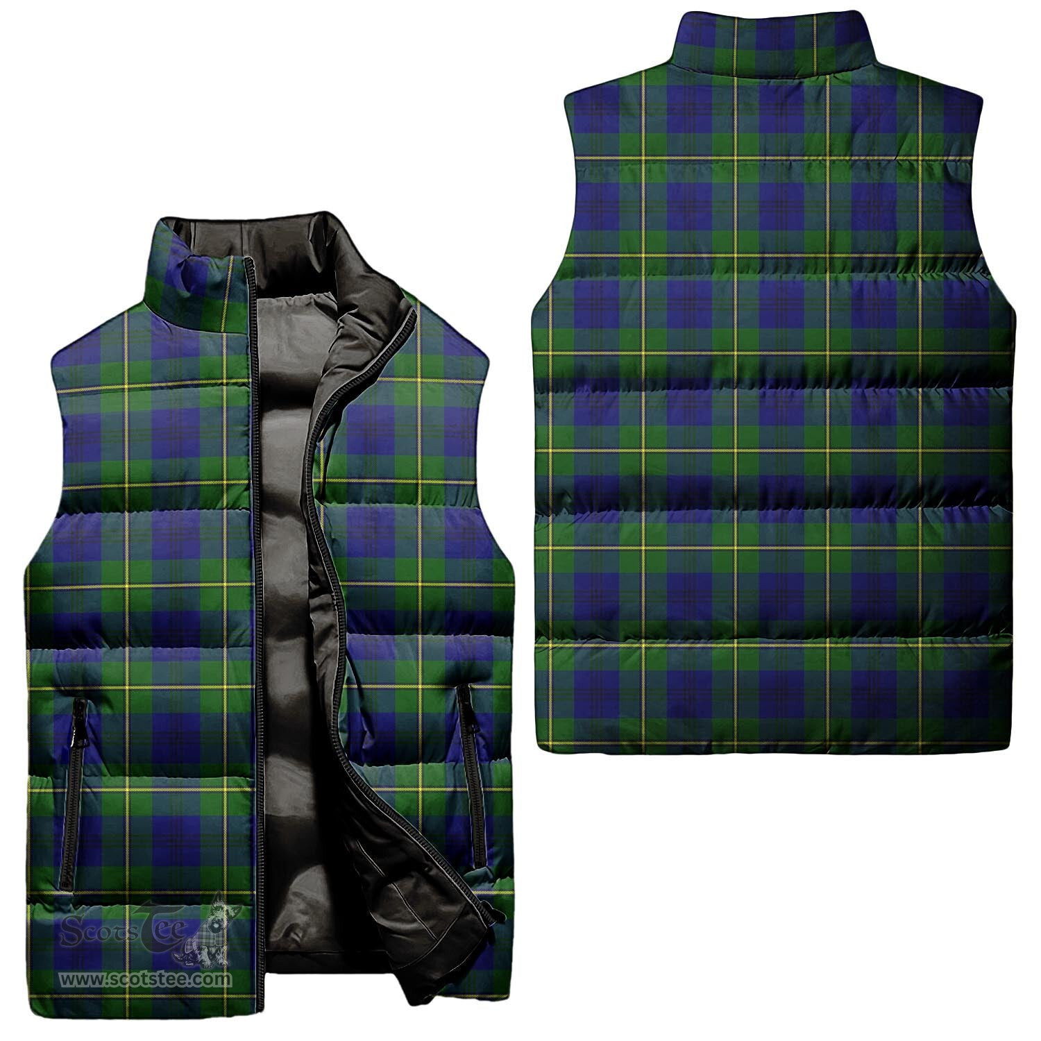 Scottish Johnstone (Johnston) Modern Tartan Tartan Puffer Vest, Tartan Plaid Sleeveless Down Jacket Scottish Plaid Tartan Plaid - ScotsTee - scotstee.com