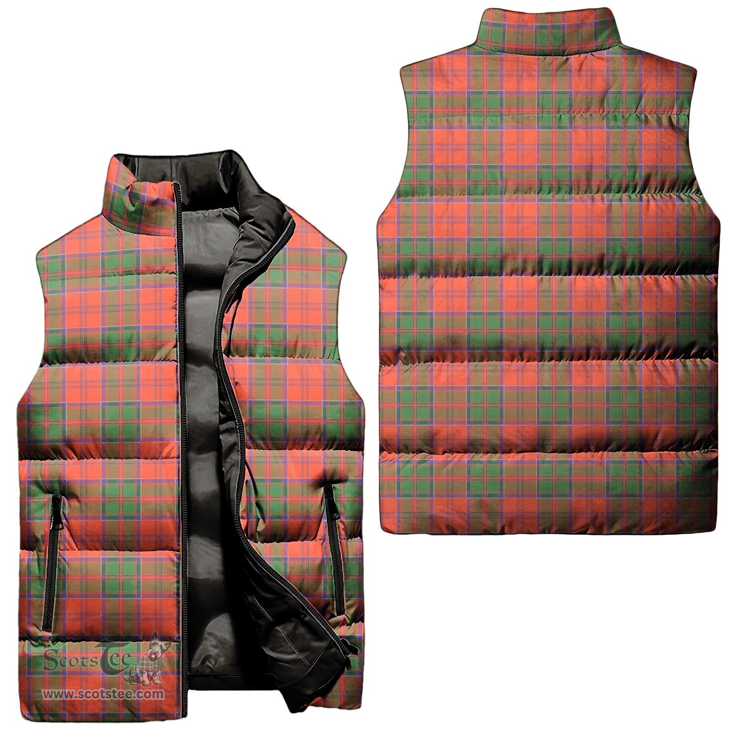 Scottish Grant Ancient Tartan Tartan Puffer Vest, Tartan Plaid Sleeveless Down Jacket Scottish Plaid Tartan Plaid - ScotsTee - scotstee.com