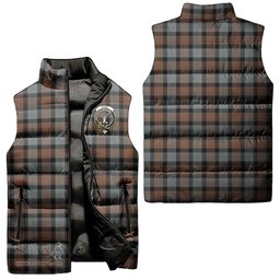 Scottish Gunn Weathered Clan Tartan Puffer Vest, Family Crest Plaid Sleeveless Down Jacket Scottish Plaid Tartan Plaid - ScotsTee - scotstee.com
