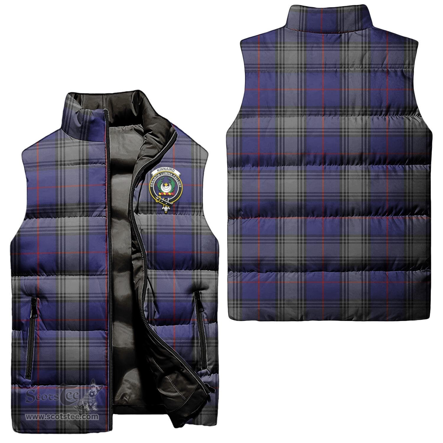 Scottish Kinnaird Clan Tartan Puffer Vest, Family Crest Plaid Sleeveless Down Jacket Scottish Plaid Tartan Plaid - ScotsTee - scotstee.com
