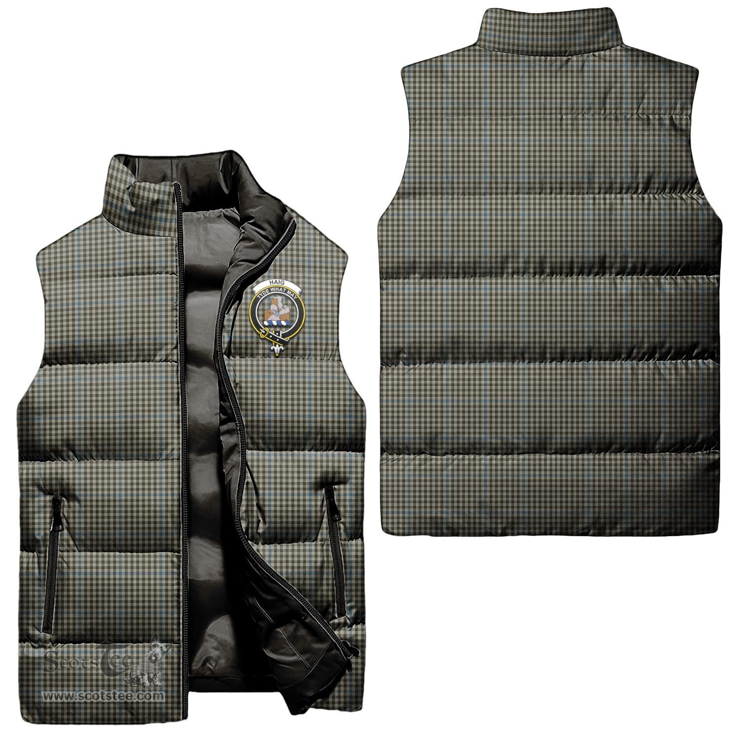 Scottish Haig Clan Tartan Puffer Vest, Family Crest Plaid Sleeveless Down Jacket Scottish Plaid Tartan Plaid - ScotsTee - scotstee.com