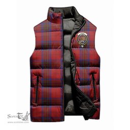 Scottish Leslie Red Clan Tartan Puffer Vest, Family Crest Plaid Sleeveless Down Jacket Scottish Plaid Tartan Plaid - ScotsTee - scotstee.com