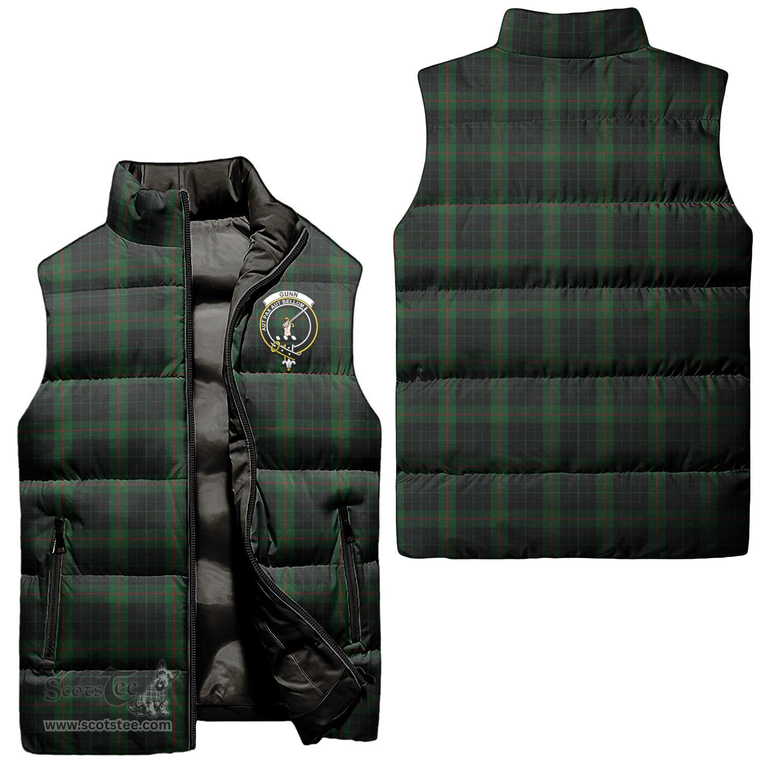 Scottish Gunn Logan Clan Tartan Puffer Vest, Family Crest Plaid Sleeveless Down Jacket Scottish Plaid Tartan Plaid - ScotsTee - scotstee.com