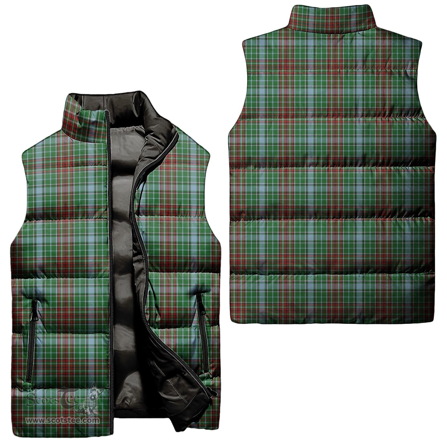 Scottish Gayre Tartan Tartan Puffer Vest, Tartan Plaid Sleeveless Down Jacket Scottish Plaid Tartan Plaid - ScotsTee - scotstee.com