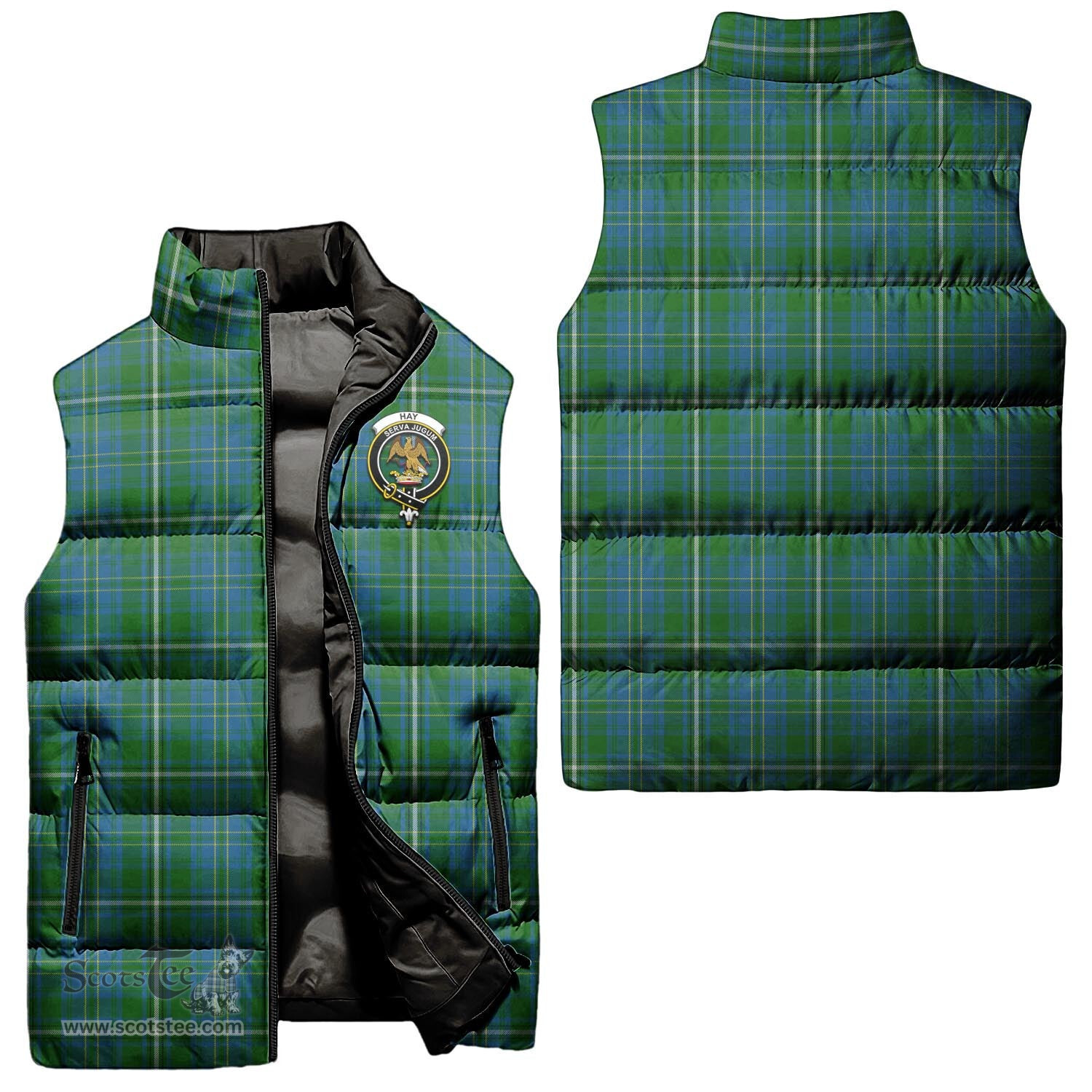 Scottish Hay Hunting Clan Tartan Puffer Vest, Family Crest Plaid Sleeveless Down Jacket Scottish Plaid Tartan Plaid - ScotsTee - scotstee.com