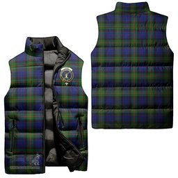 Scottish Gunn Modern Clan Tartan Puffer Vest, Family Crest Plaid Sleeveless Down Jacket Scottish Plaid Tartan Plaid - ScotsTee - scotstee.com