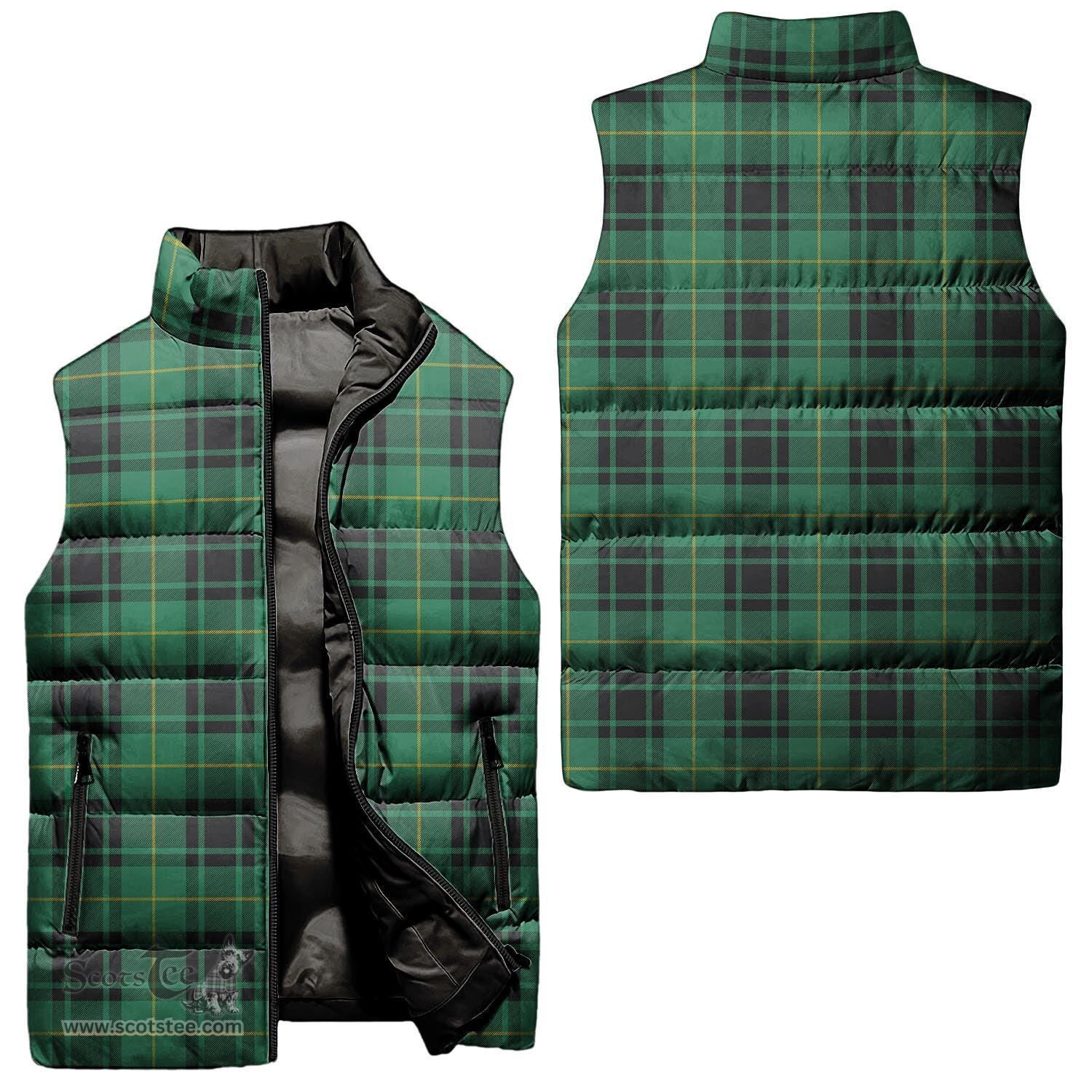 Scottish MacArthur Ancient Tartan Tartan Puffer Vest, Tartan Plaid Sleeveless Down Jacket Scottish Plaid Tartan Plaid - ScotsTee - scotstee.com