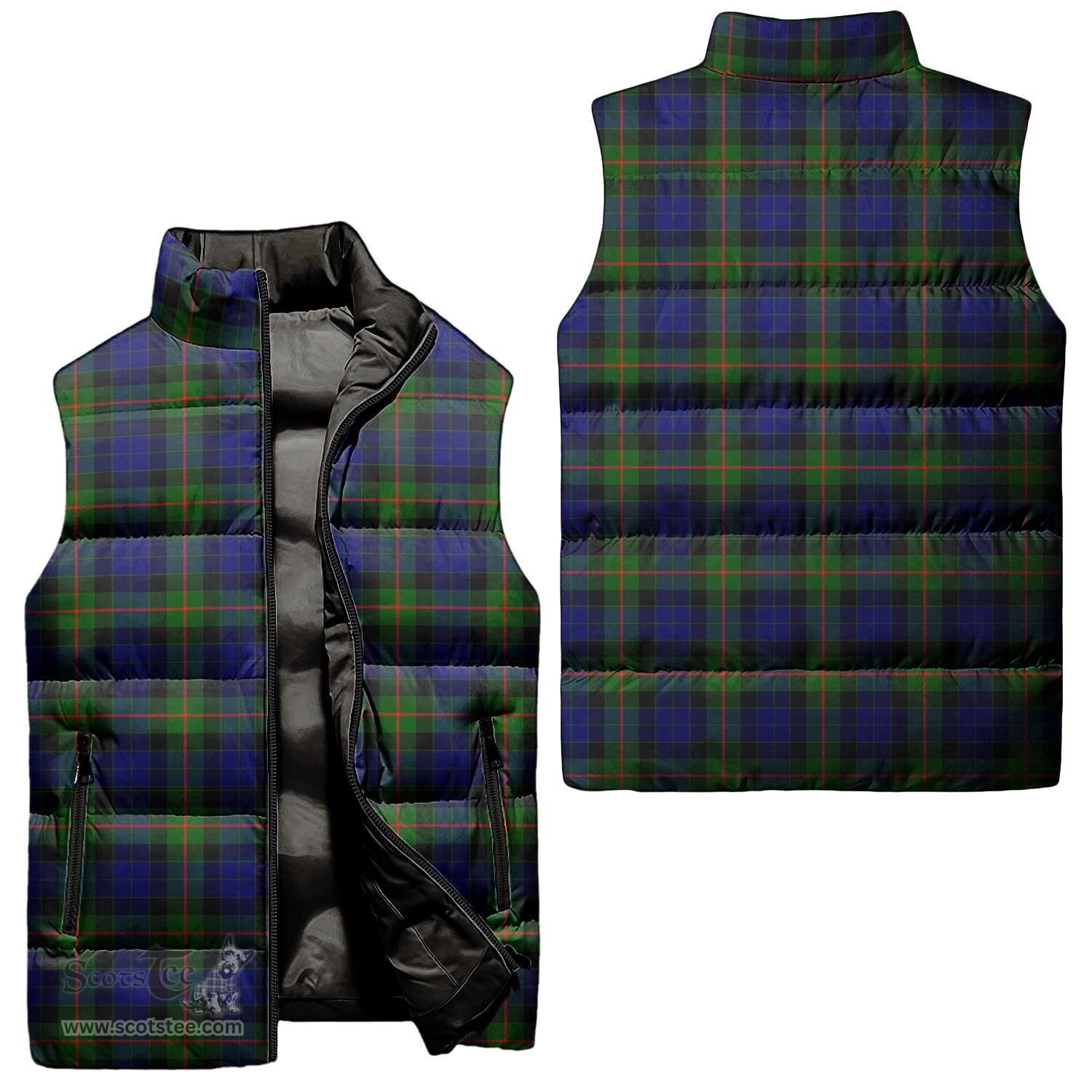 Scottish Gunn Modern Tartan Tartan Puffer Vest, Tartan Plaid Sleeveless Down Jacket Scottish Plaid Tartan Plaid - ScotsTee - scotstee.com