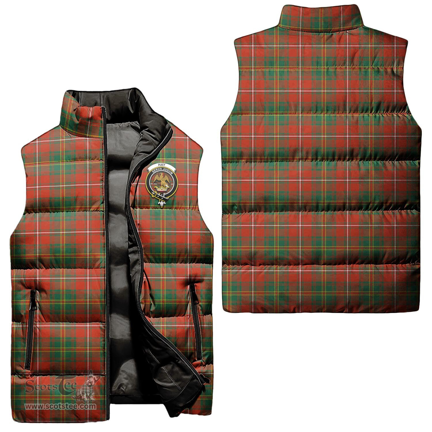Scottish Hay Ancient Clan Tartan Puffer Vest, Family Crest Plaid Sleeveless Down Jacket Scottish Plaid Tartan Plaid - ScotsTee - scotstee.com
