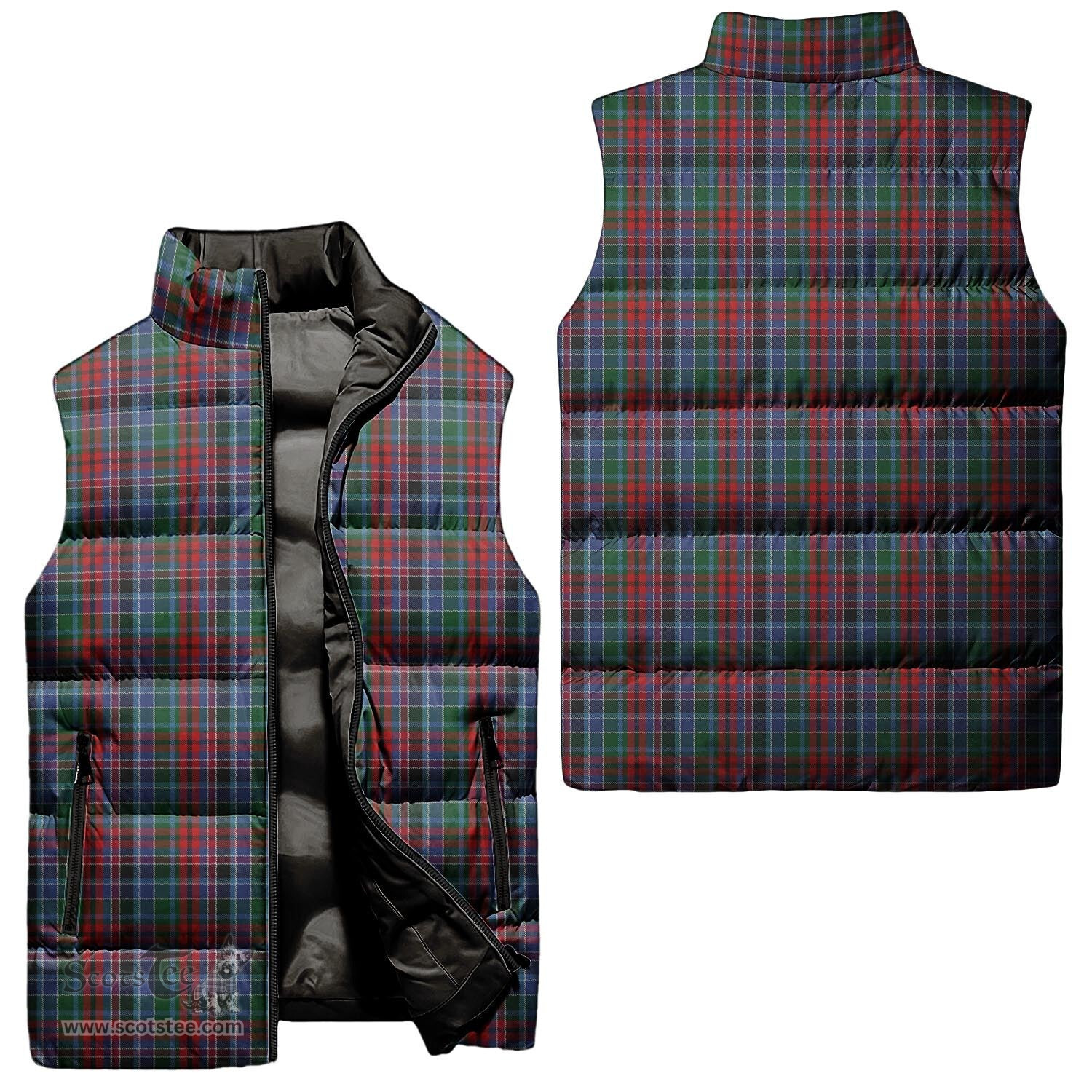 Scottish Gordon Red Tartan Tartan Puffer Vest, Tartan Plaid Sleeveless Down Jacket Scottish Plaid Tartan Plaid - ScotsTee - scotstee.com