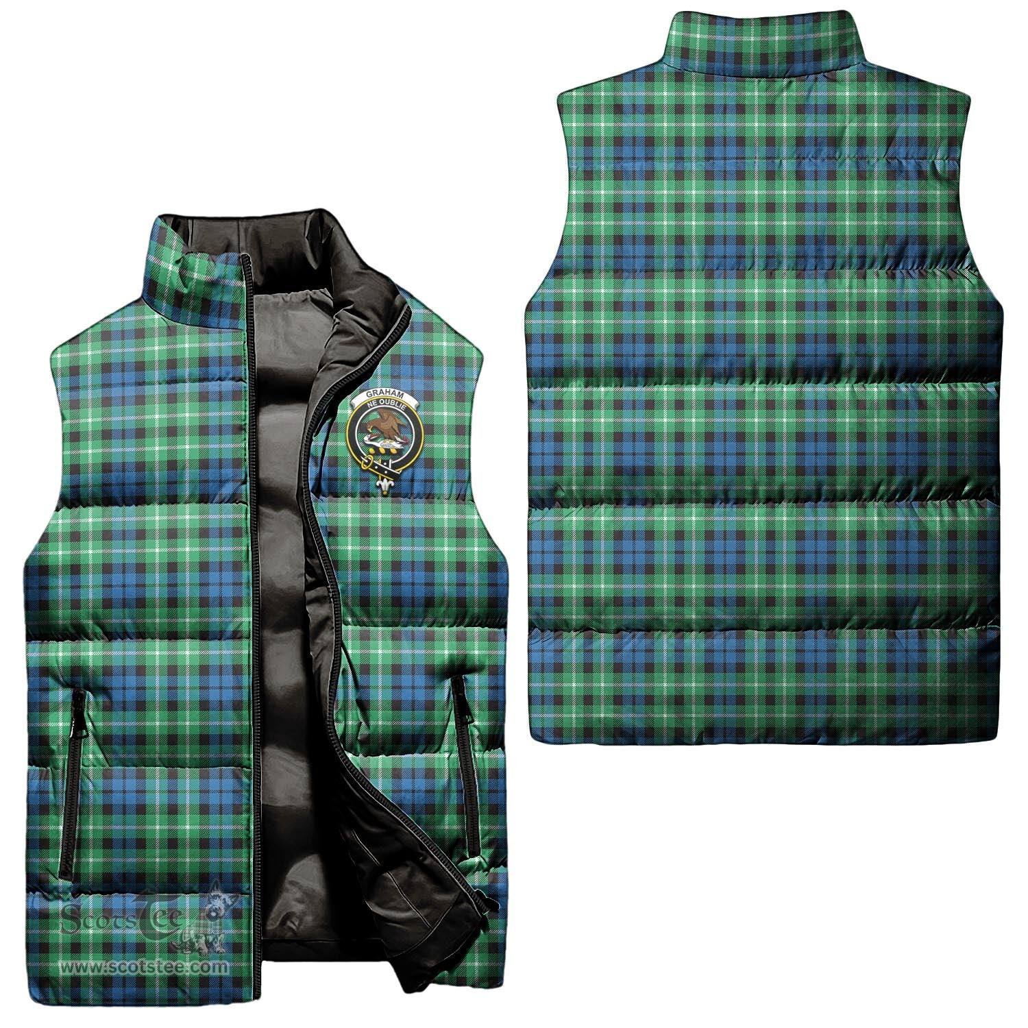 Scottish Graham of Montrose Ancient Clan Tartan Puffer Vest, Family Crest Plaid Sleeveless Down Jacket Scottish Plaid Tartan Plaid - ScotsTee - scotstee.com