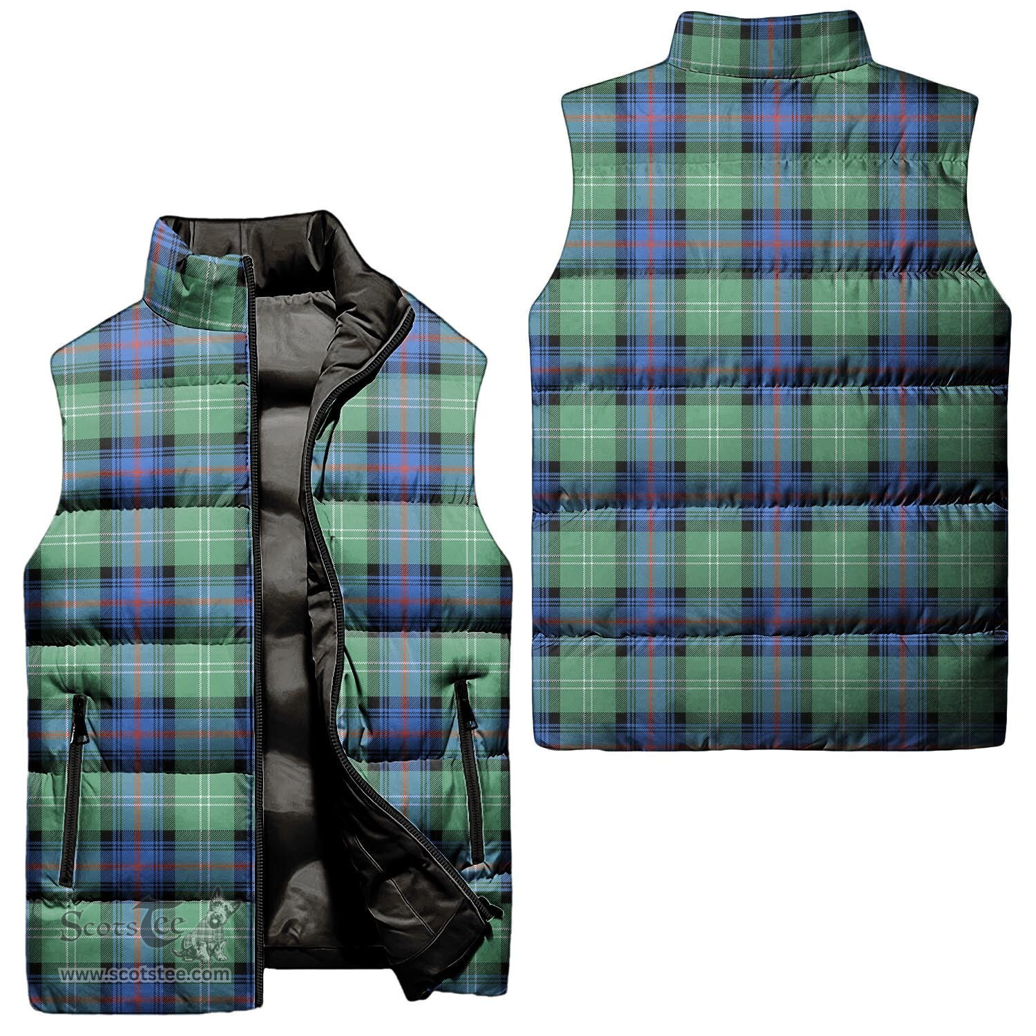 Scottish Sutherland Ancient Tartan Tartan Puffer Vest, Tartan Plaid Sleeveless Down Jacket Scottish Plaid Tartan Plaid - ScotsTee - scotstee.com