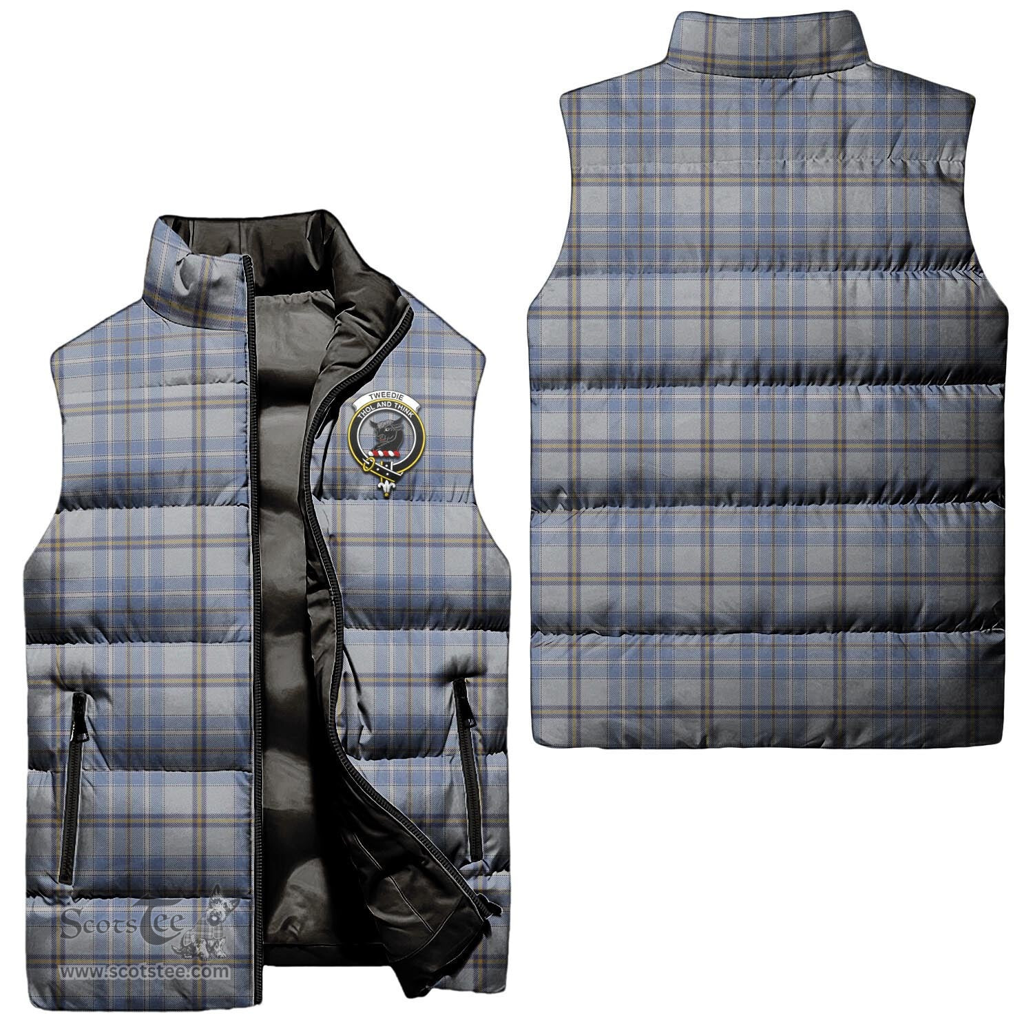 Scottish Tweedie Clan Tartan Puffer Vest, Family Crest Plaid Sleeveless Down Jacket Scottish Plaid Tartan Plaid - ScotsTee - scotstee.com