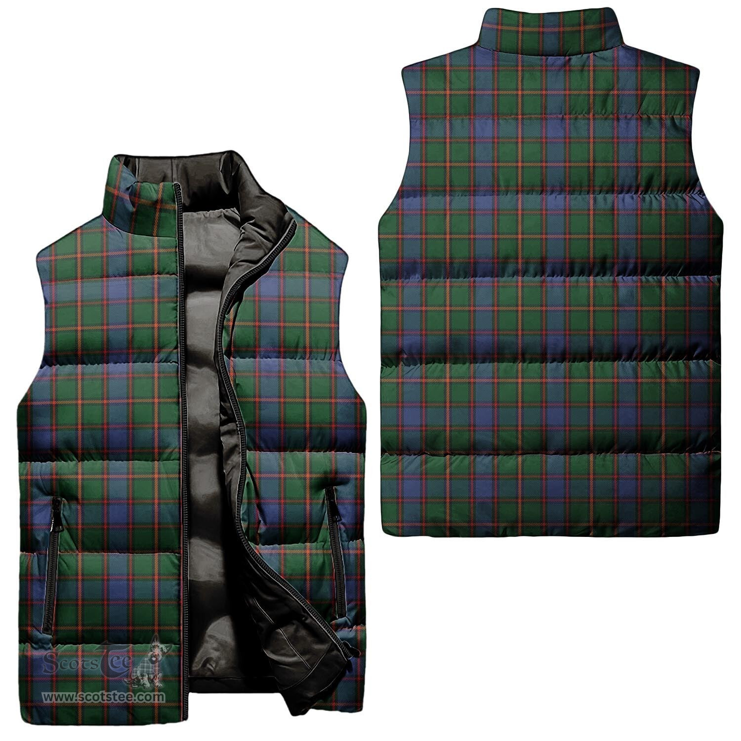 Scottish Skene Tartan Tartan Puffer Vest, Tartan Plaid Sleeveless Down Jacket Scottish Plaid Tartan Plaid - ScotsTee - scotstee.com