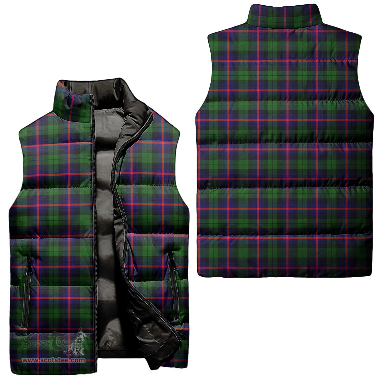 Scottish Urquhart Modern Tartan Tartan Puffer Vest, Tartan Plaid Sleeveless Down Jacket Scottish Plaid Tartan Plaid - ScotsTee - scotstee.com