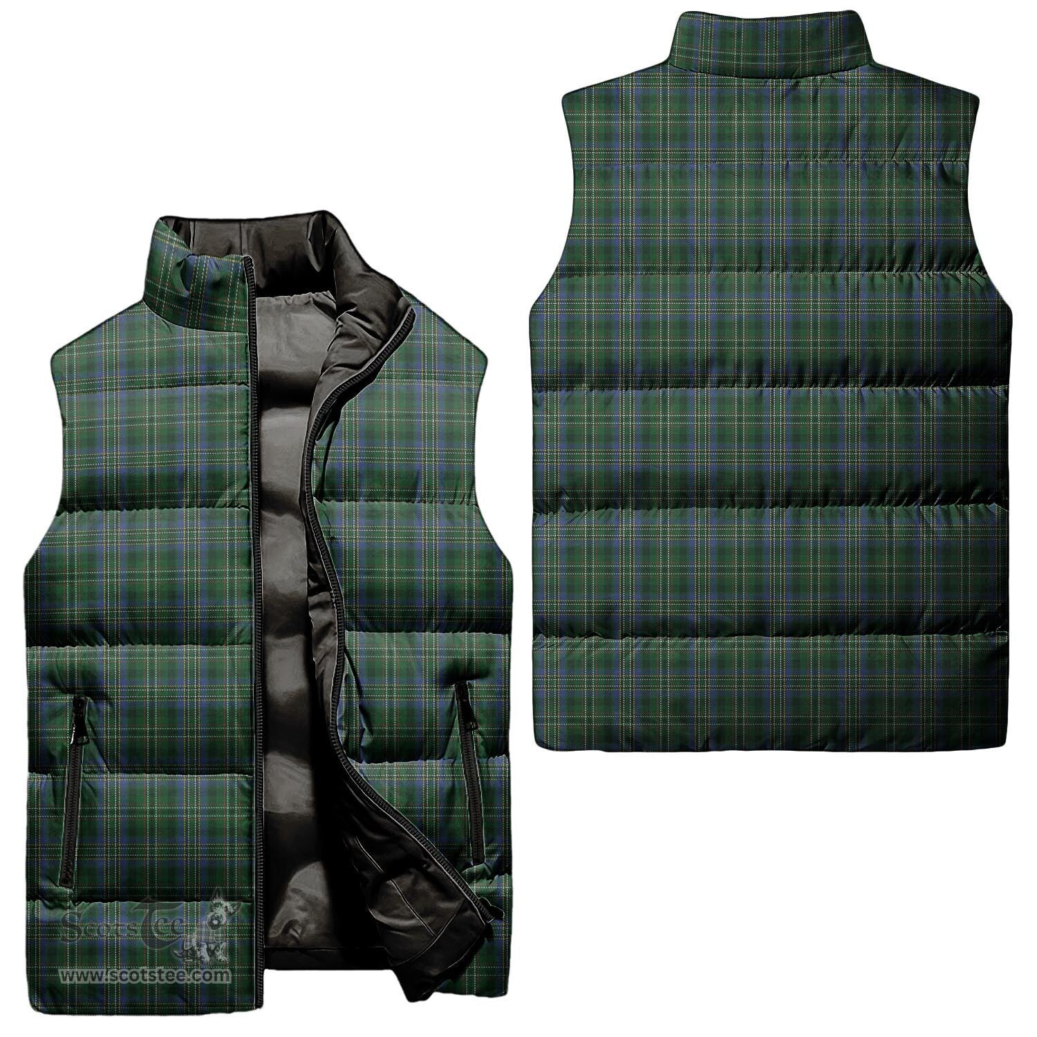Scottish Scott Hunting Tartan Tartan Puffer Vest, Tartan Plaid Sleeveless Down Jacket Scottish Plaid Tartan Plaid - ScotsTee - scotstee.com