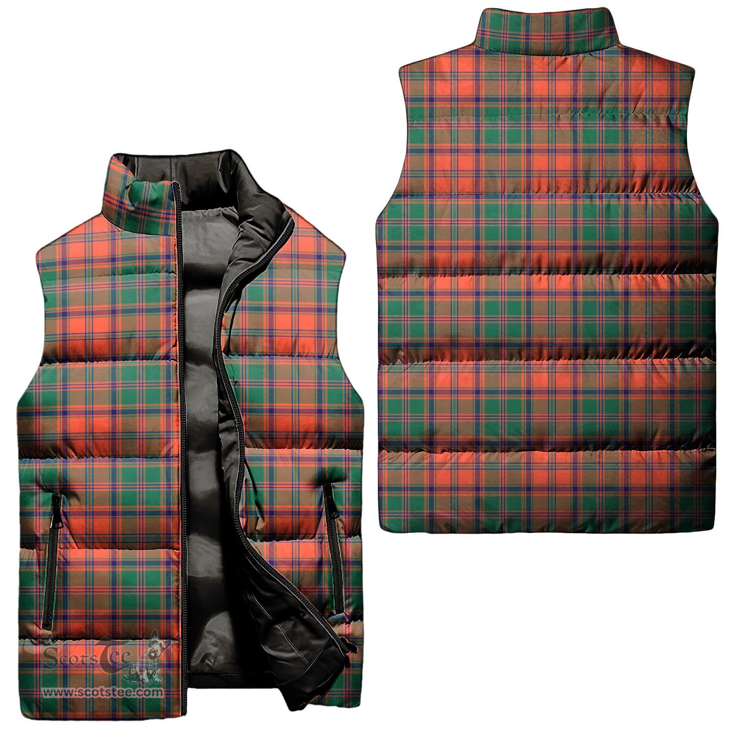 Scottish Stewart of Appin Ancient Tartan Tartan Puffer Vest, Tartan Plaid Sleeveless Down Jacket Scottish Plaid Tartan Plaid - ScotsTee - scotstee.com
