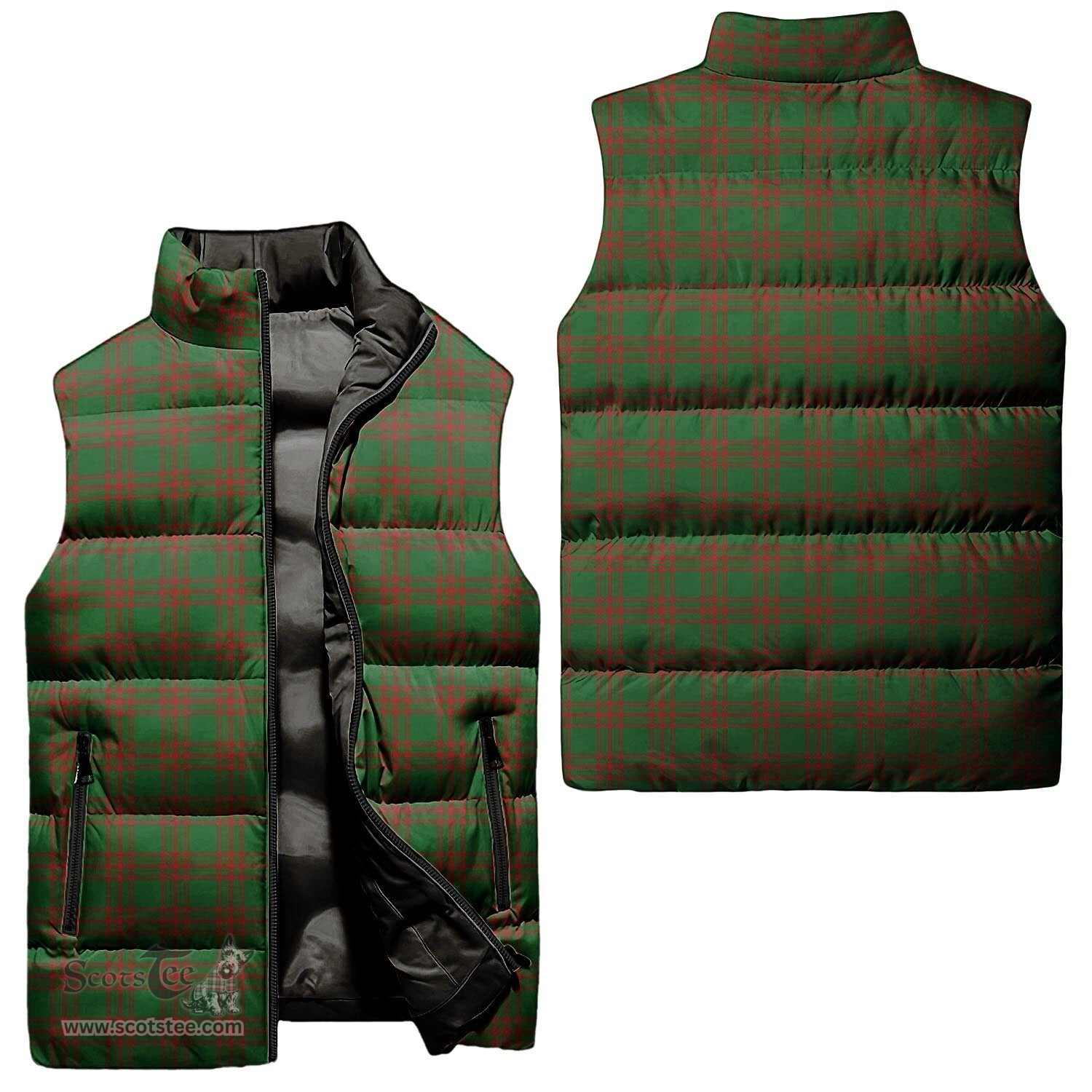 Scottish Menzies Tartan Tartan Puffer Vest, Tartan Plaid Sleeveless Down Jacket Scottish Plaid Tartan Plaid - ScotsTee - scotstee.com
