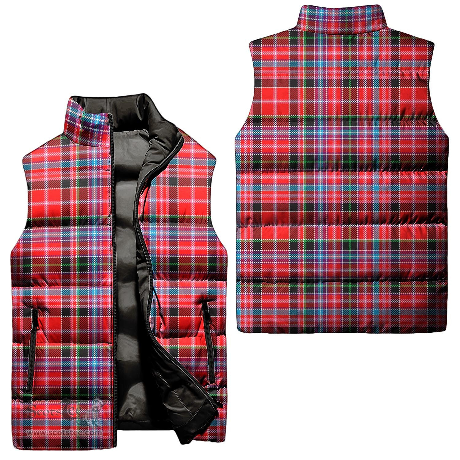 Scottish Straiton Tartan Tartan Puffer Vest, Tartan Plaid Sleeveless Down Jacket Scottish Plaid Tartan Plaid - ScotsTee - scotstee.com