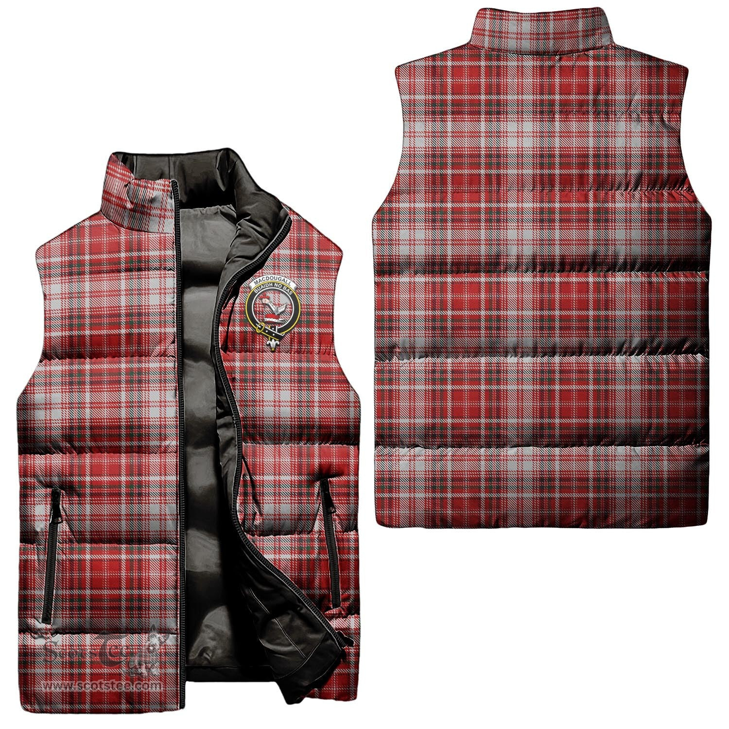 Scottish MacDougall Dress Clan Tartan Puffer Vest, Family Crest Plaid Sleeveless Down Jacket Scottish Plaid Tartan Plaid - ScotsTee - scotstee.com
