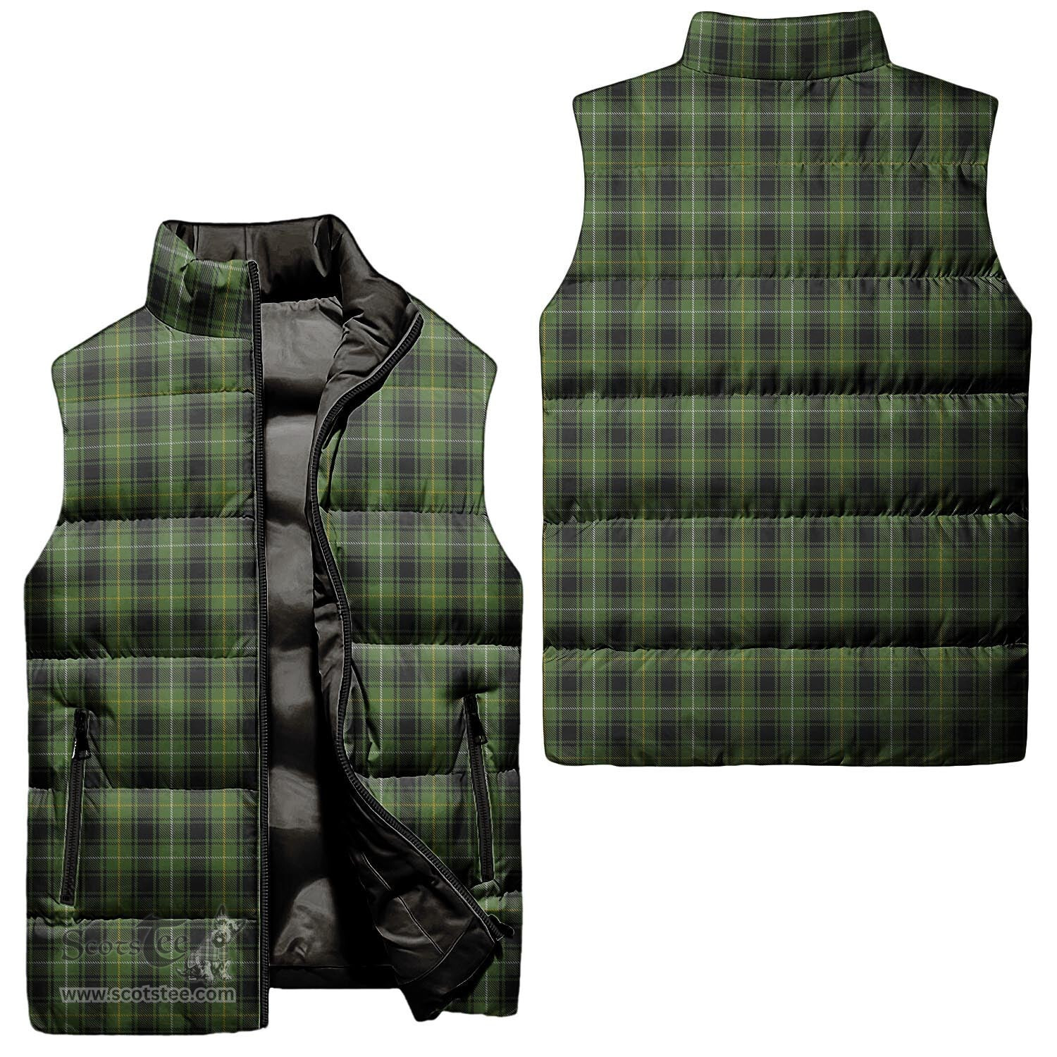 Scottish MacIver Hunting Tartan Tartan Puffer Vest, Tartan Plaid Sleeveless Down Jacket Scottish Plaid Tartan Plaid - ScotsTee - scotstee.com