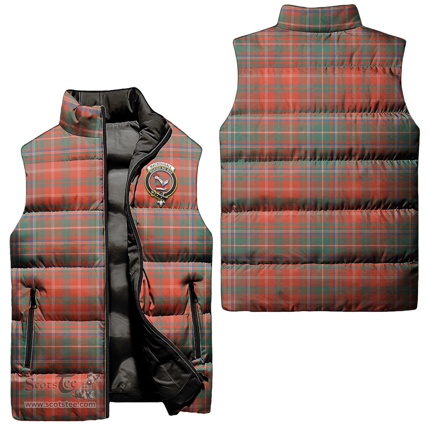 Scottish MacDougall Ancient Clan Tartan Puffer Vest, Family Crest Plaid Sleeveless Down Jacket Scottish Plaid Tartan Plaid - ScotsTee - scotstee.com
