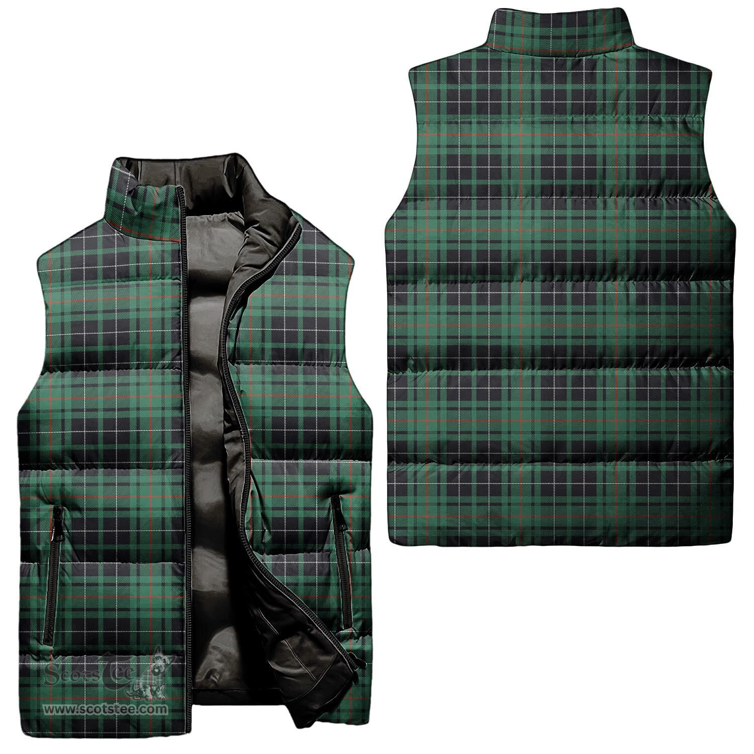 Scottish MacAulay Hunting Ancient Tartan Tartan Puffer Vest, Tartan Plaid Sleeveless Down Jacket Scottish Plaid Tartan Plaid - ScotsTee - scotstee.com